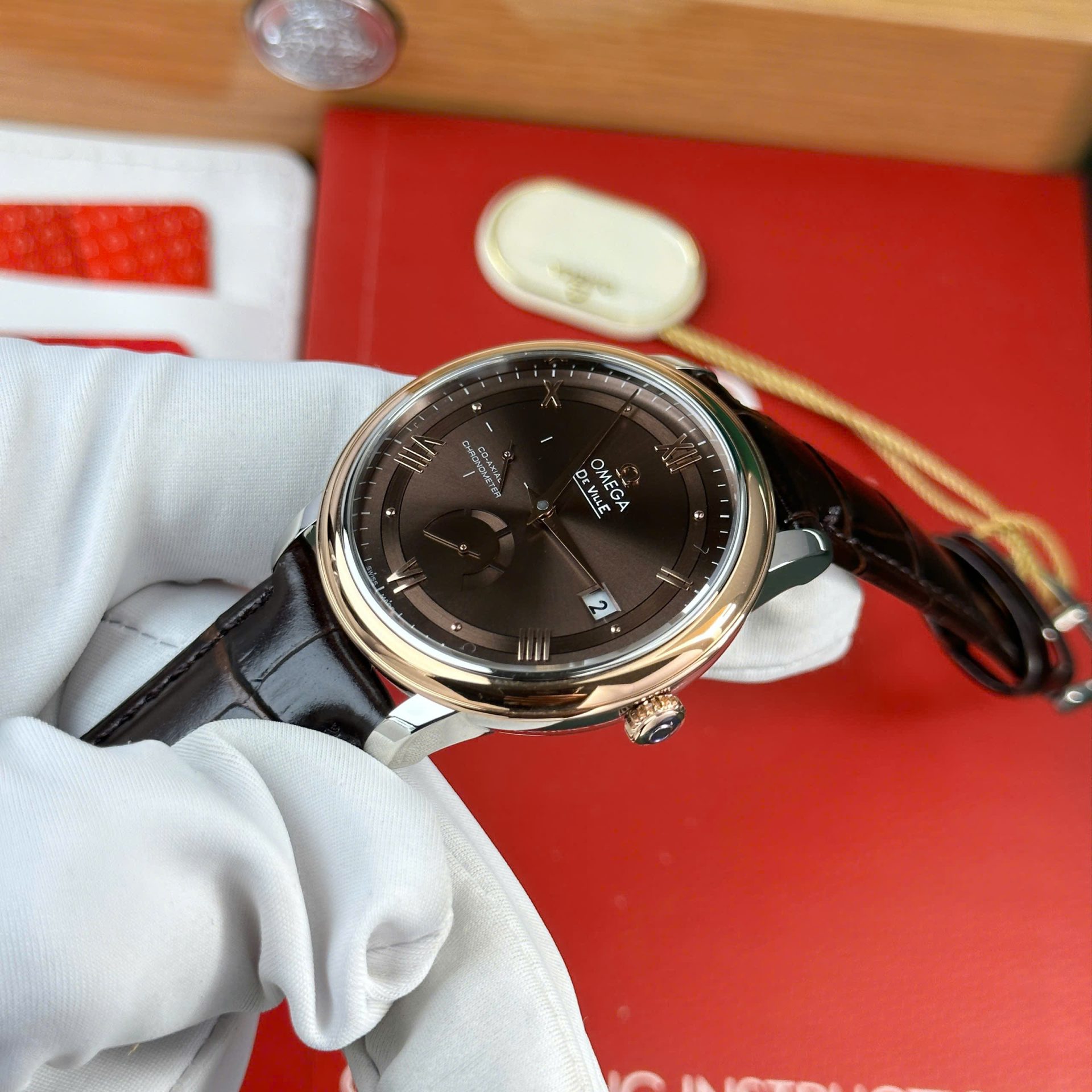 Omega De Ville Prestige Power Reserve Replica 11 Watch Dial Chocolate Leather Strap 39.5mm - Top club