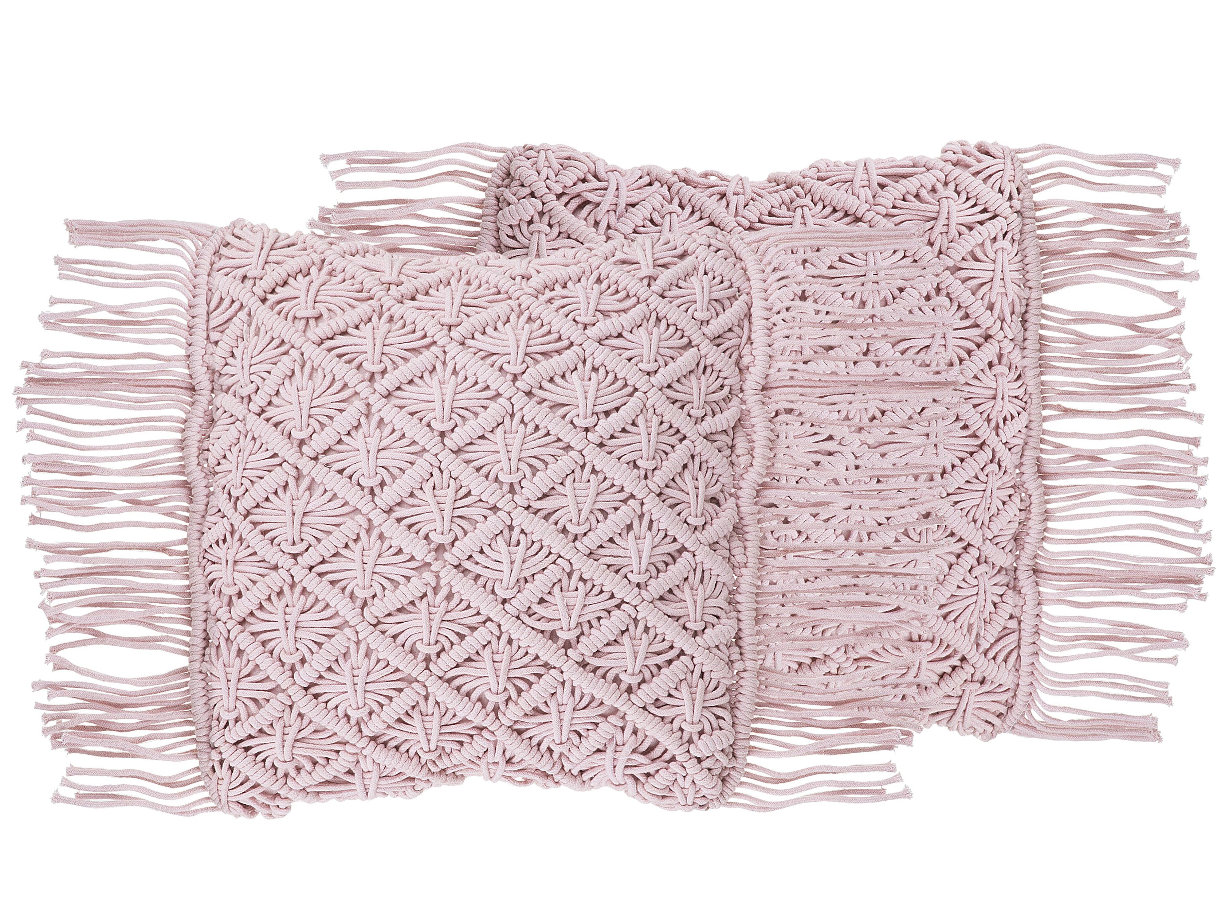 Set of 2 Decorative Cushions YANIKLAR Cotton 40 x 40 cm Pink Geometric Pattern