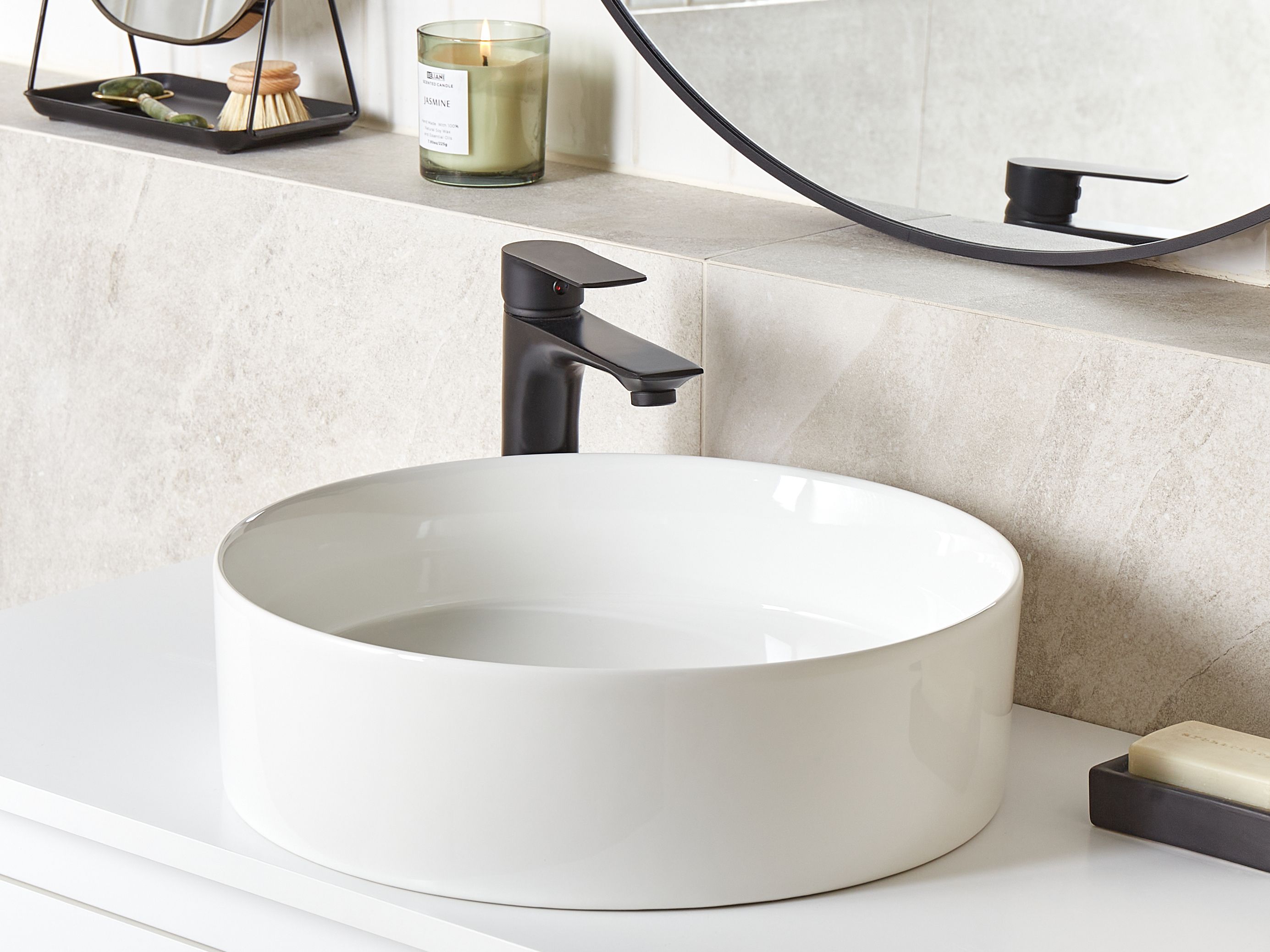 Countertop Basin TEBAR ⌀ 400 mm Ceramic White