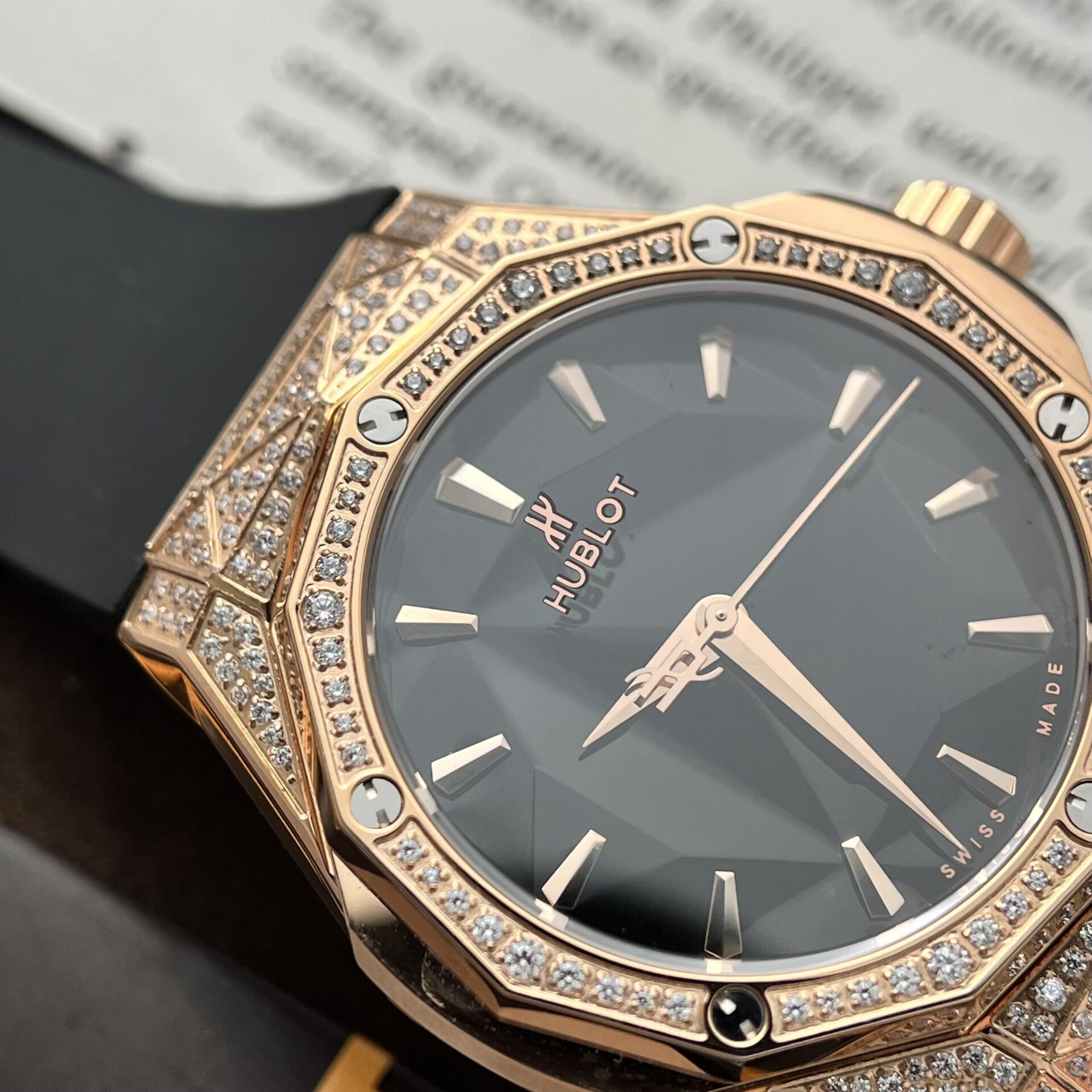 Hublot Replica 1:1 Watch Orlinski King Gold Full Diamonds Black 40mm - Elite Watch Atelier