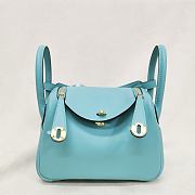 Hermes Lindy Mini Handmade Swift Leather Tiffany Light Gold - 19cm