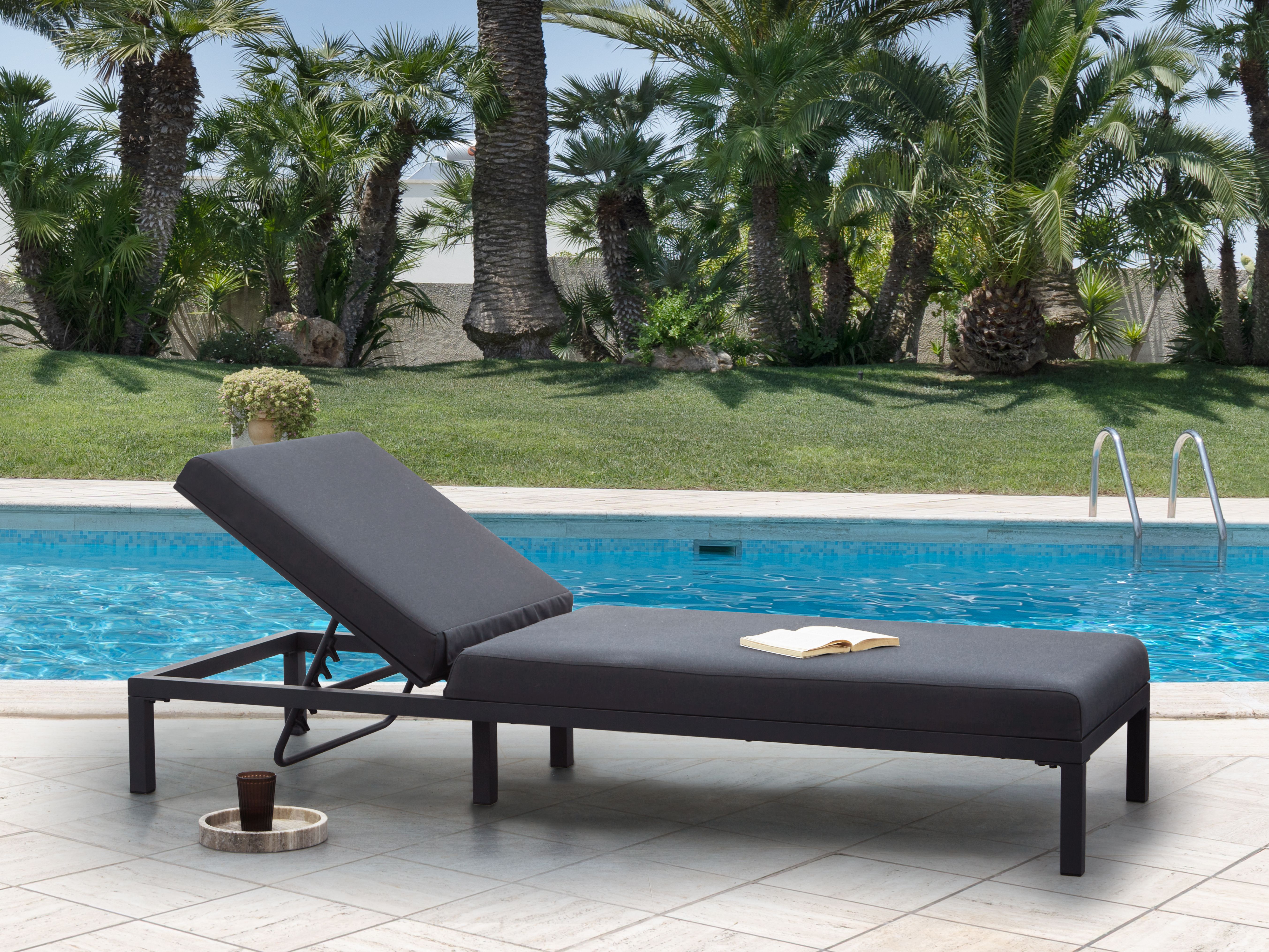 Sun Lounger LARIANO Metal Graphite Grey