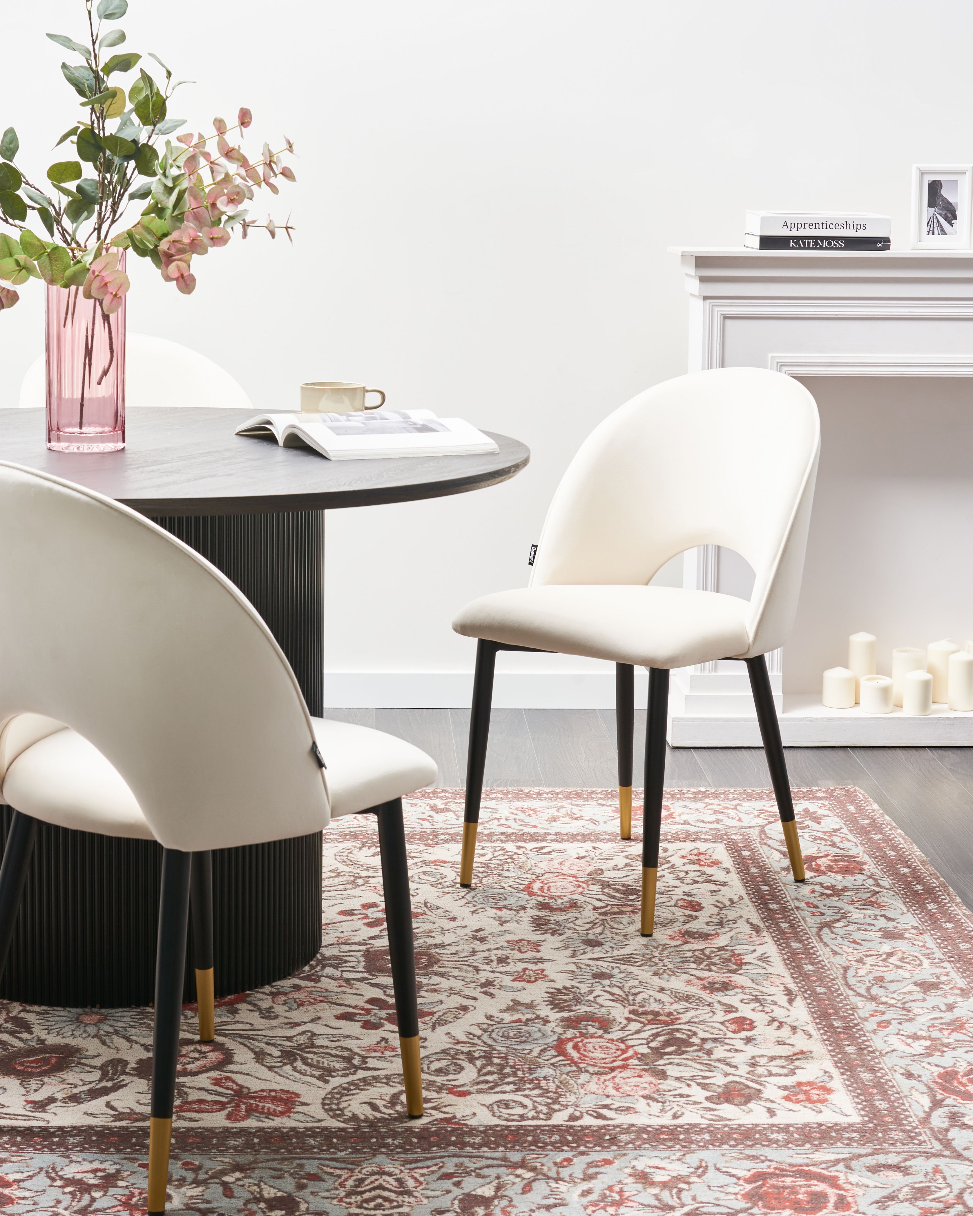 Set of 2 Dining Chairs MAGALIA Velvet Light Beige