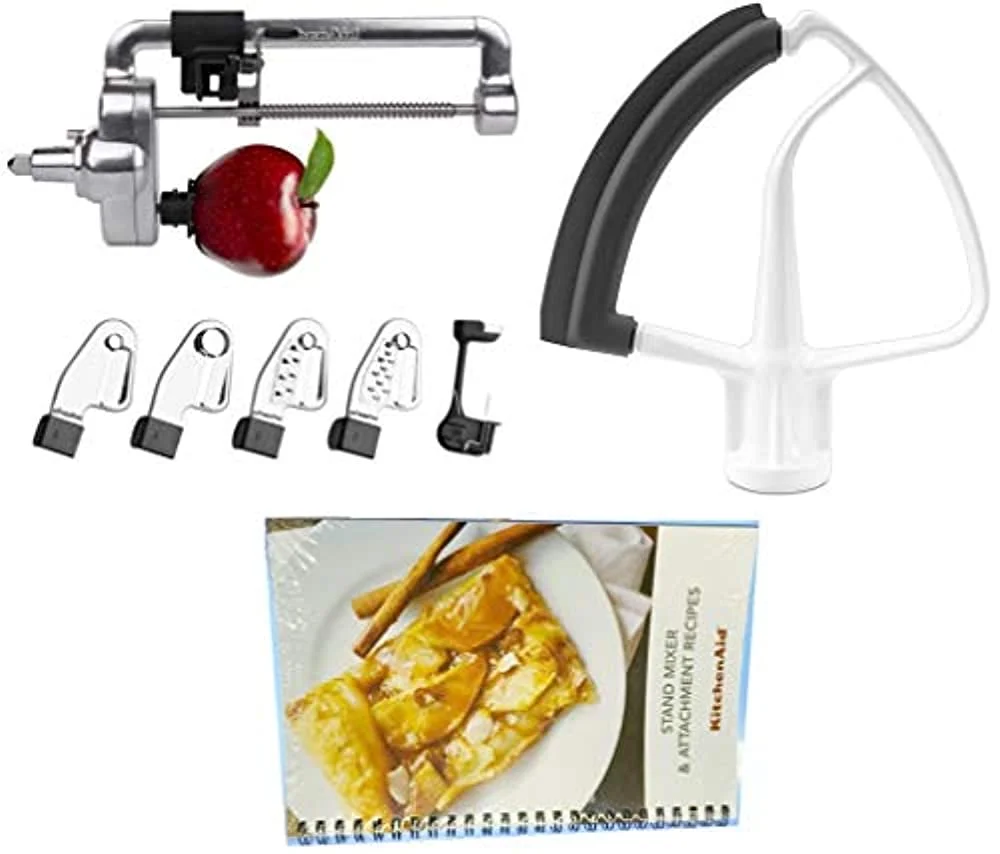 KitchenAid DRTVICE6 Combo Package Spiralizer KSM1APC Flex Edge Beater KFE5T Stand Mixer Attachment Recipe Book