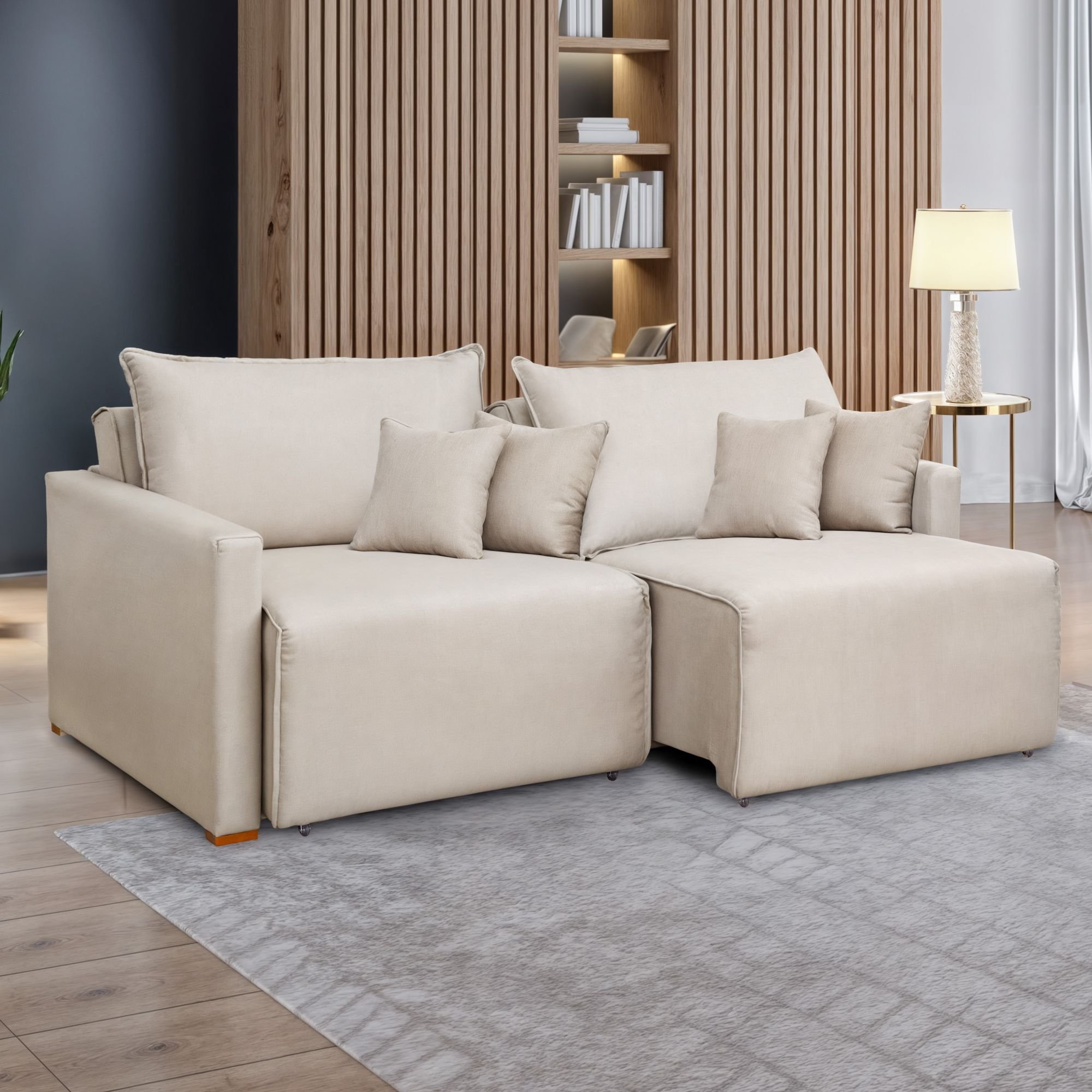 Sofá Cama Retrátil e Reclinável 200cm Júlia Linho