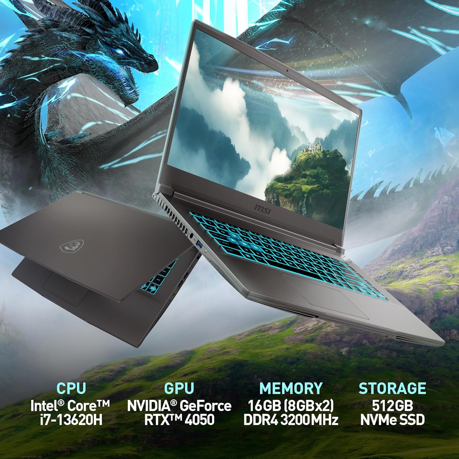 msi Thin 15 15.6” 144Hz FHD Gaming Laptop: Intel Core i7-13620H  NVIDIA Geforce RTX 4050  16GB DDR4  512GB NVMe SSD  WiFi 6E  Win 11: Black B13VE-2678US