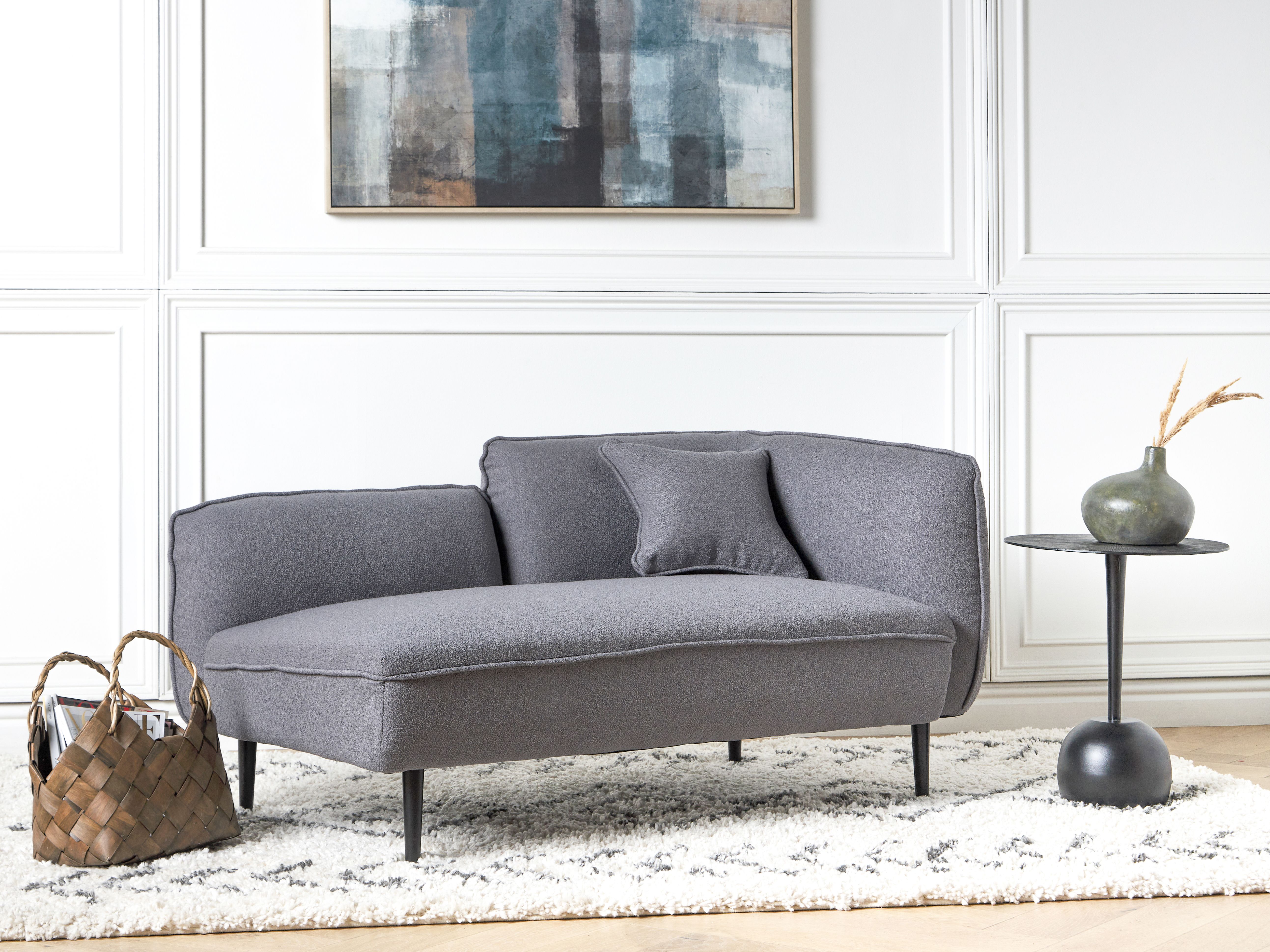 Right-Hand Chaise Lounge CHEVANNES Boucle Dark Grey