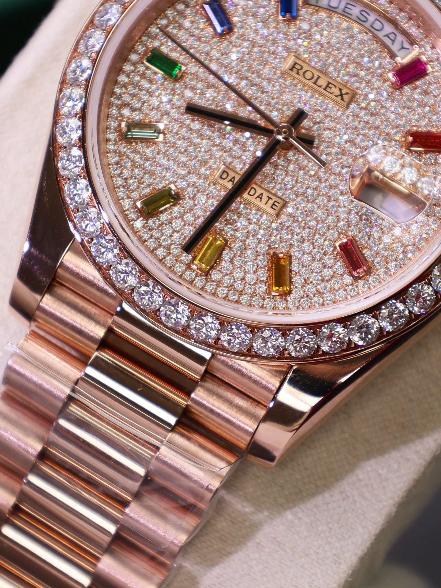 Rolex Day-Date Copies Watches Moissanite Diamonds + 18K Gold Wrapped Custom GM Factory 40mm - Elite Watch Atelier
