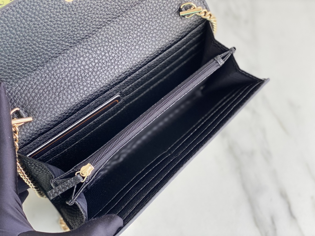 Replica Gucci Marmont Chain Wallet Beige/Black1:1High-quality replica