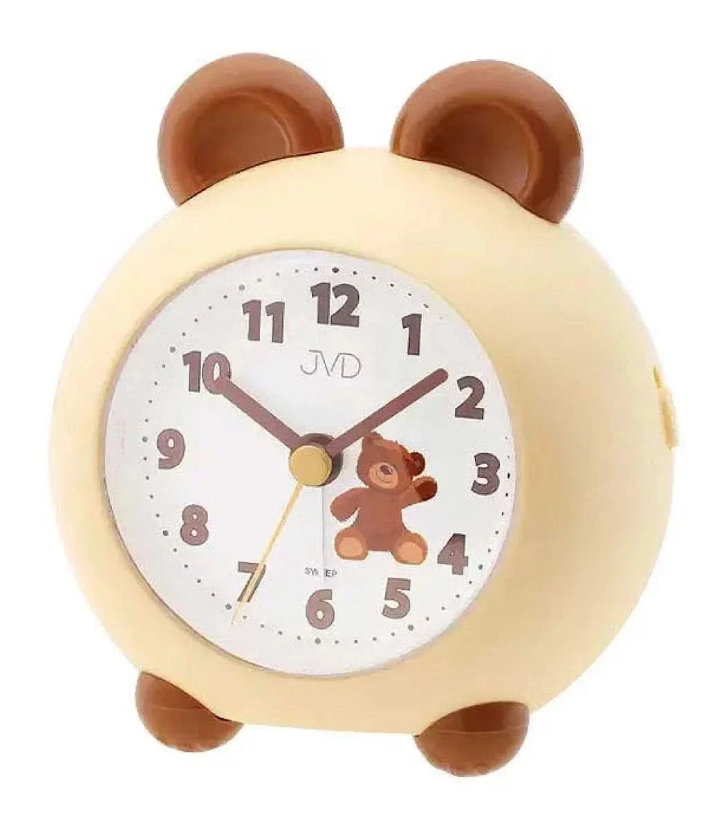 JVD Kids Alarm Clock Bärenmotiv H12 B10.5 T8.2 cm Plastic • Mit schleichendem Sekundenzeiger • Zifferblattbeleuchtung