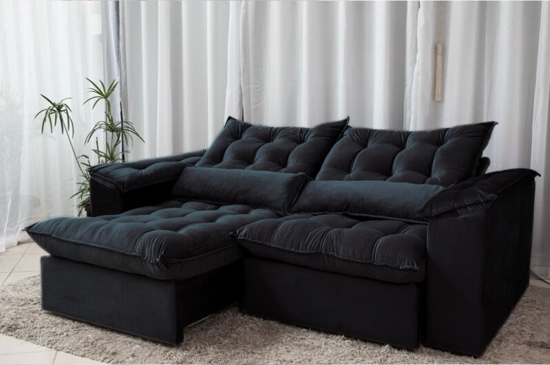 Sofá Retrátil e Reclinável Ipanema 1,50m em Tecido Veludo C/pillow Nos Braços - Montagem Inclusa:pre