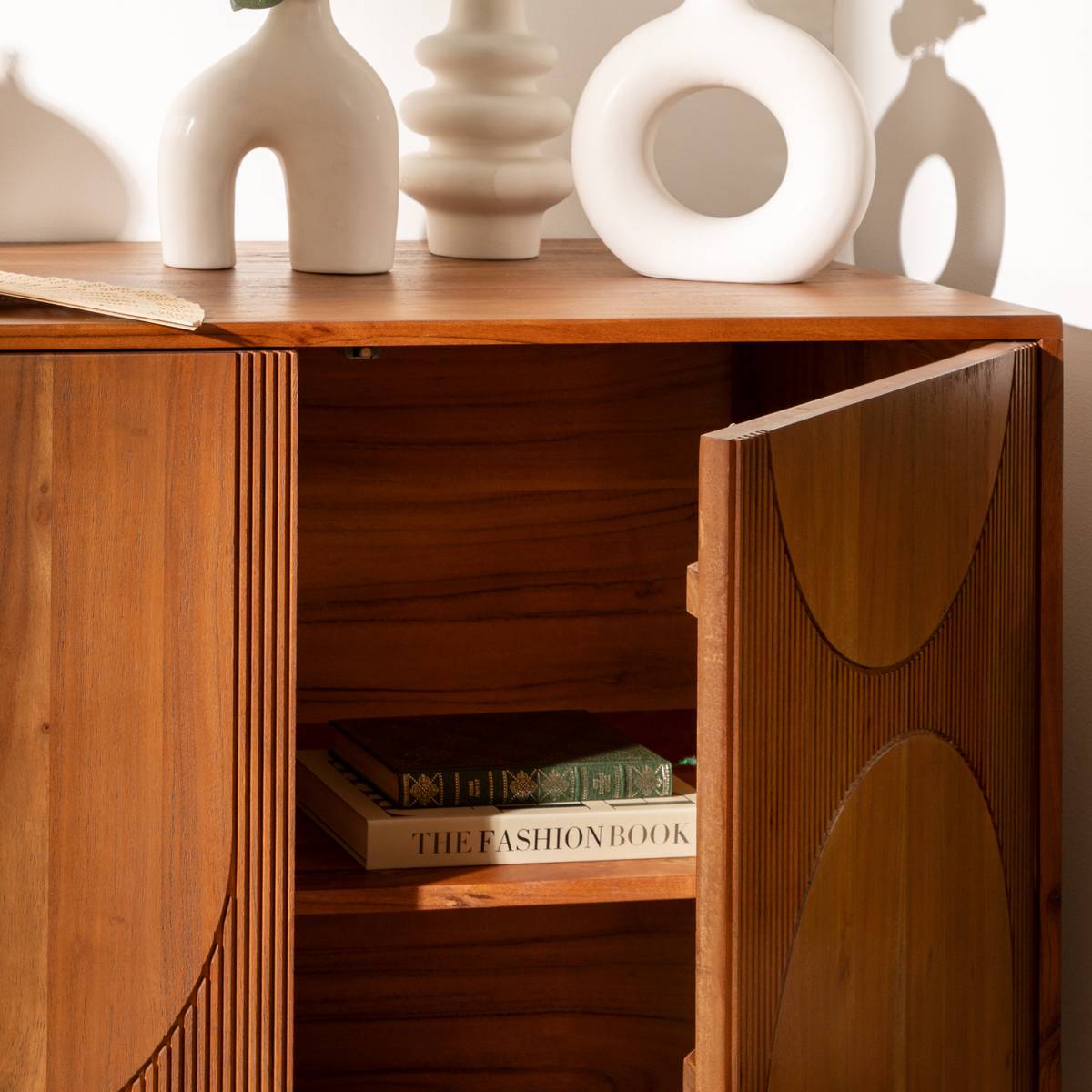 3-door buffet "Nanda" Acacia, Brown, 150x90.5 cm