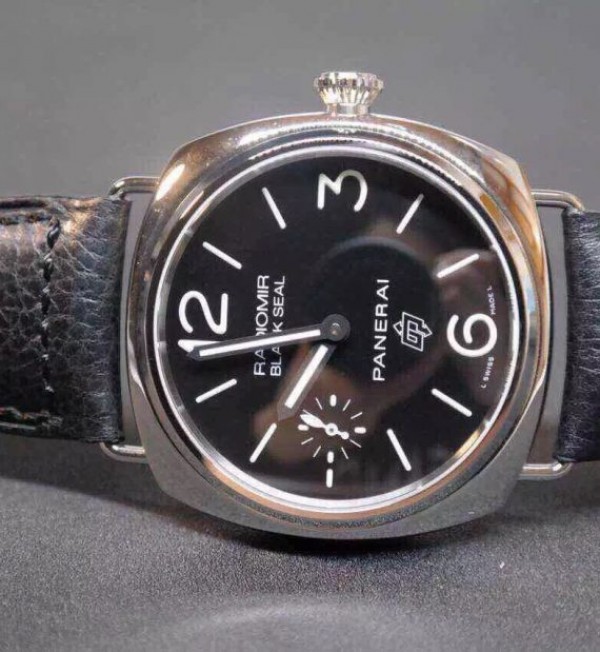 Replica Panerai PAM380 Black Dial Genuine Black Leather Strap A6497 - Elite Watch Atelier
