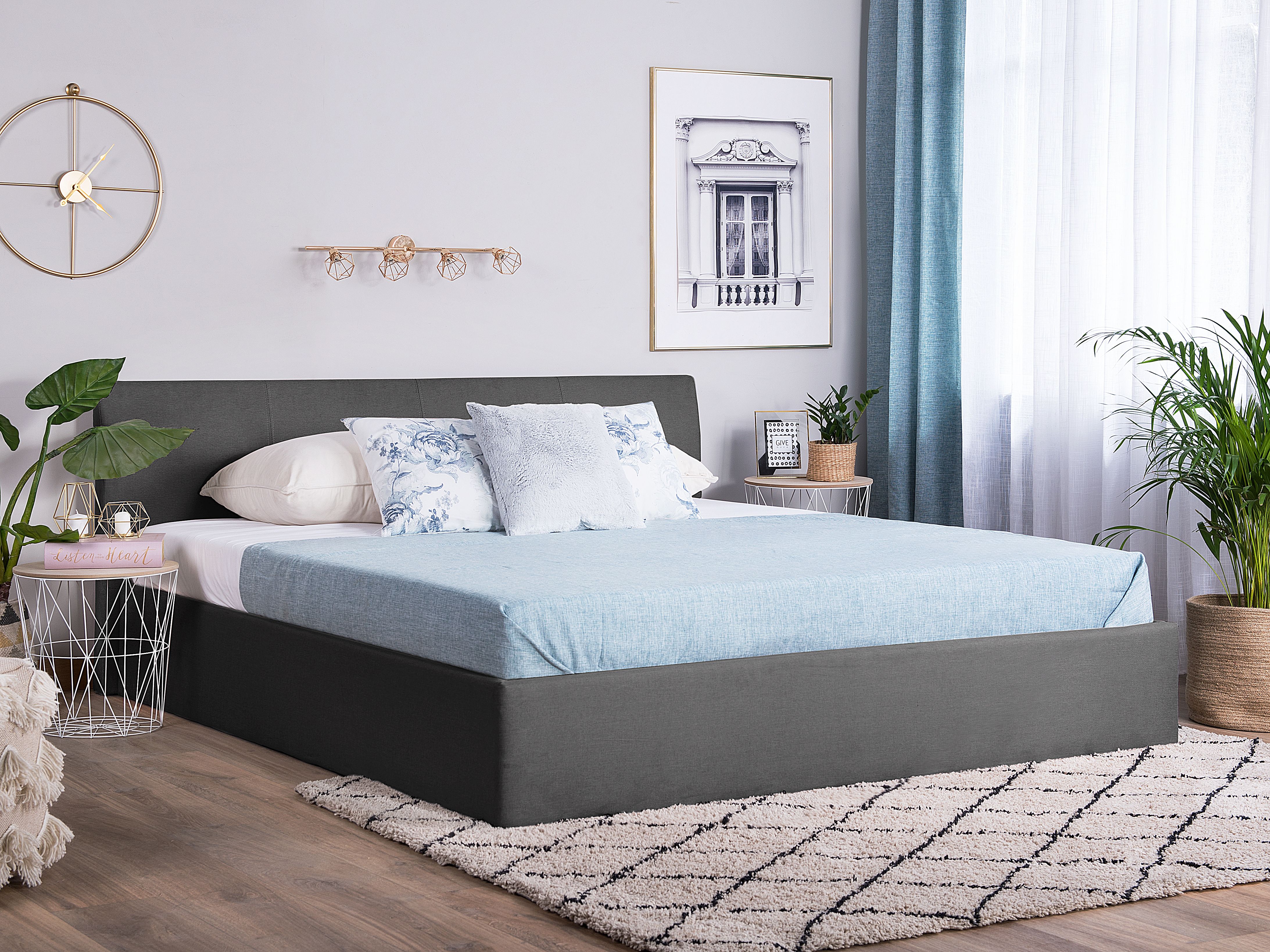 Ottoman Bed Fabric ORBEY 180 x 200 cm (EU Super King) Grey