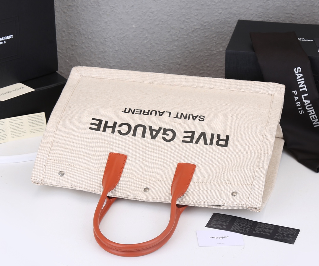 Replica Ysl Rive Gauche Tote Bag In Linen And Leather1:1High-quality replica