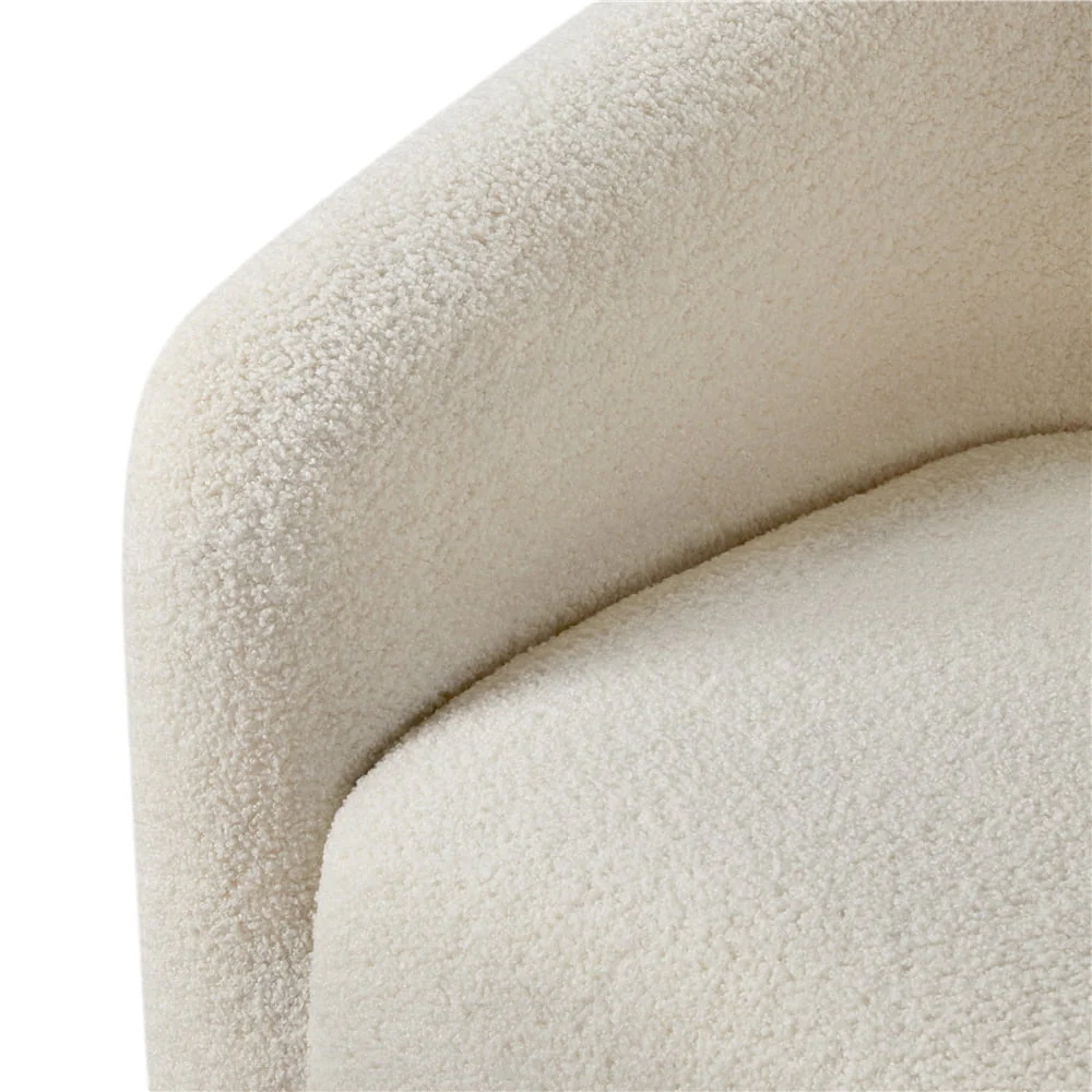 Topeakmart 2pcs Boucle Club Chair Accent Barrel Chair Upholstered Arm Chair, Ivory - Image 3