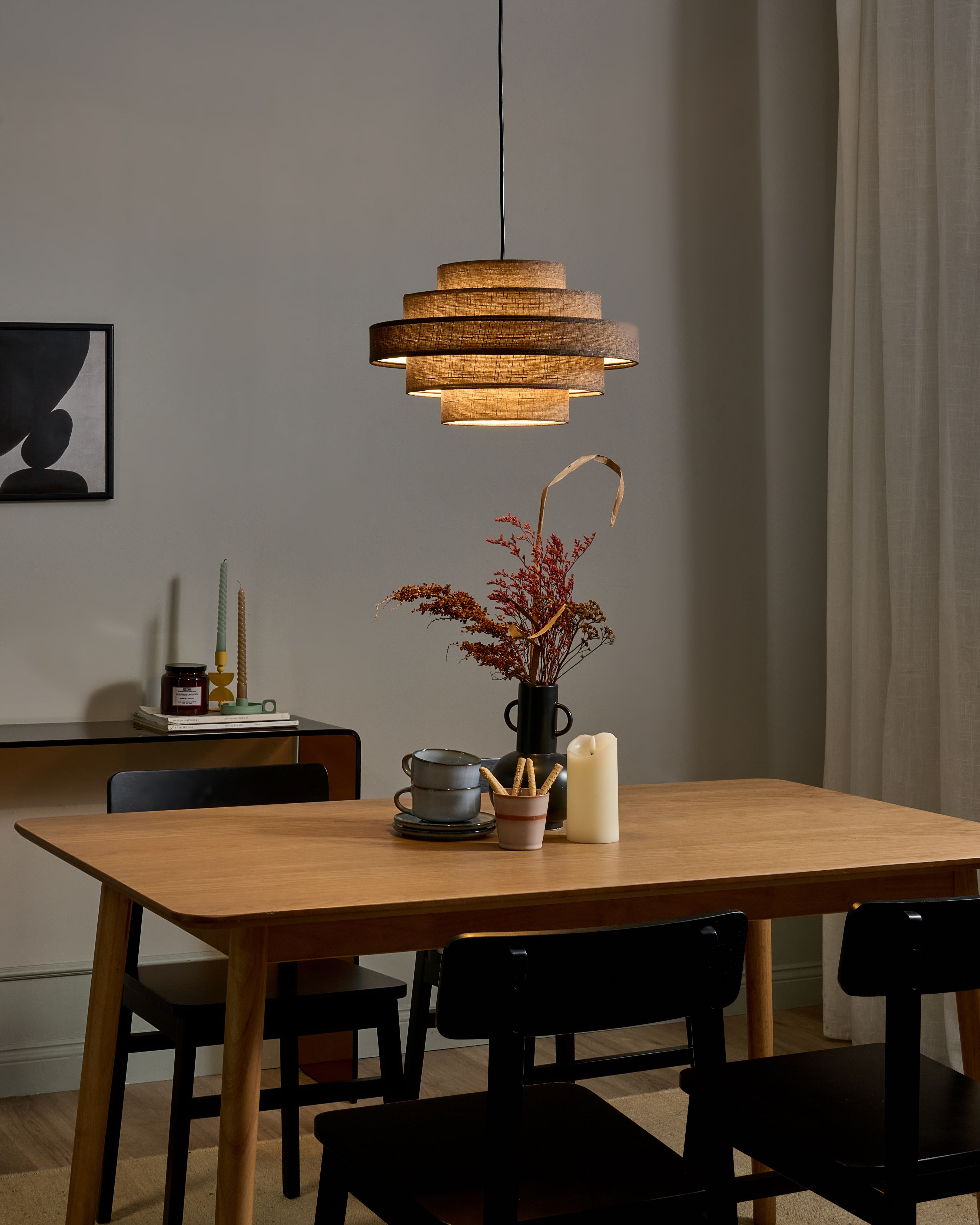 Pendant Lamp EREBATO Linen Brown