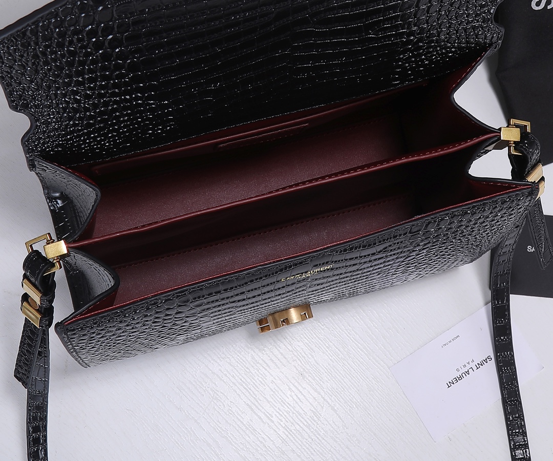 Replica Ysl Cassandra Medium Top Handle Bag In Crocodile-Embossed Shiny Leather1:1High-quality replica