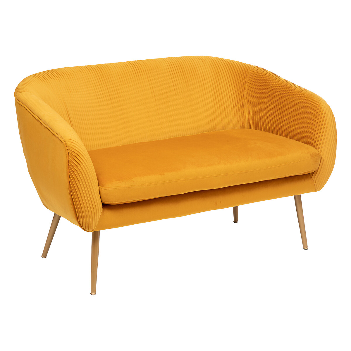 2-seater bench "Solaro" Velvet, ochre yellow, 2-seater