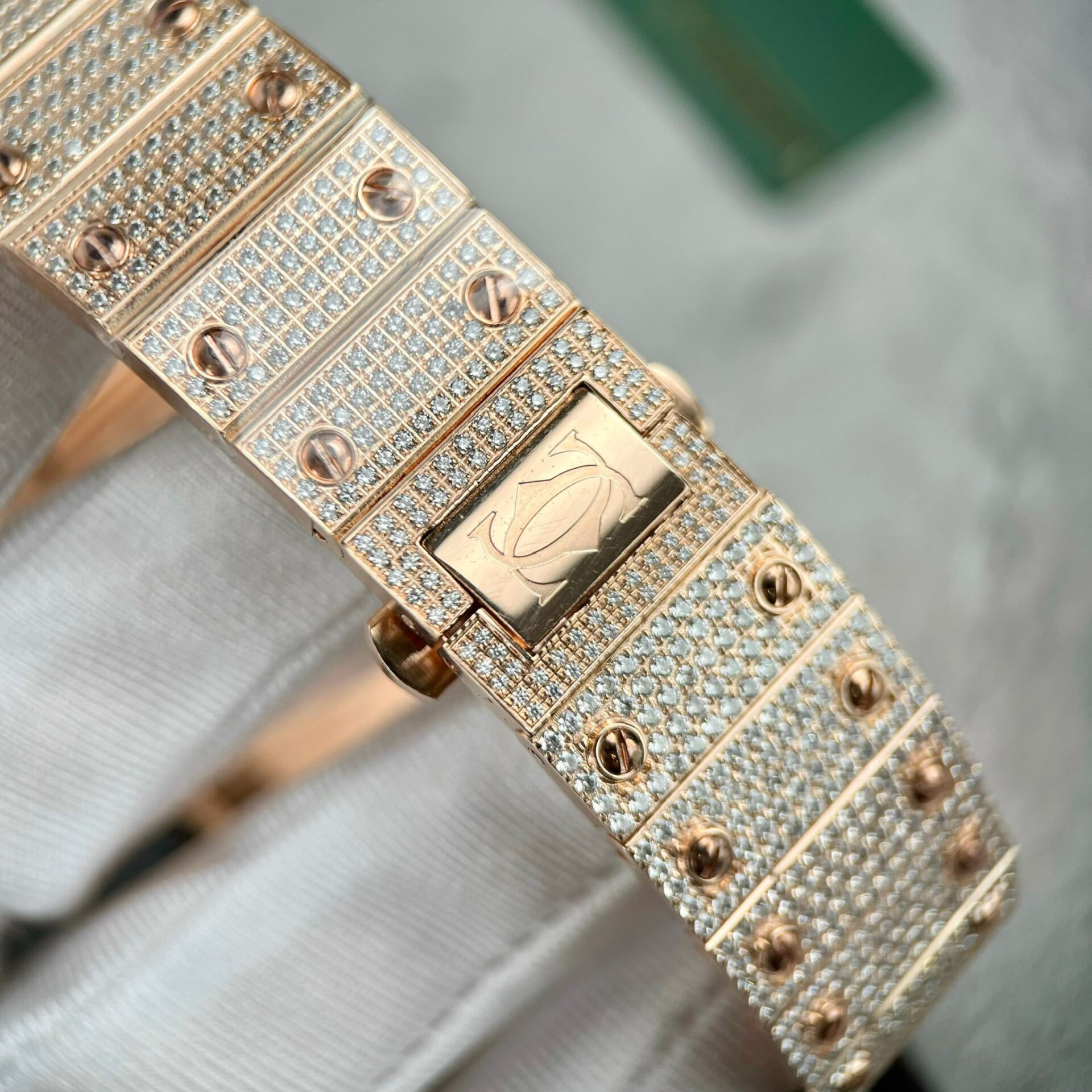 Cartier Santos Men s Full Diamond Replica Watch Highest Quality 39.8mm - Top club