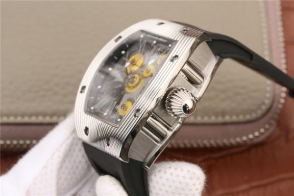 Replica Richard Mille RM018 Hommage a Boucheron SS Yellow Skeleton Dial Black Rubber Strap 6T51 - Top club