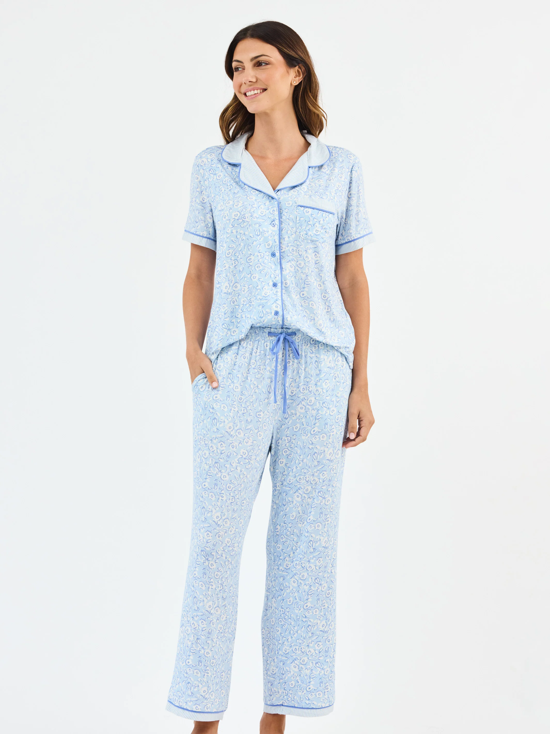 Women's Charlotte Pants Set | Meadow Line Blue Stripe