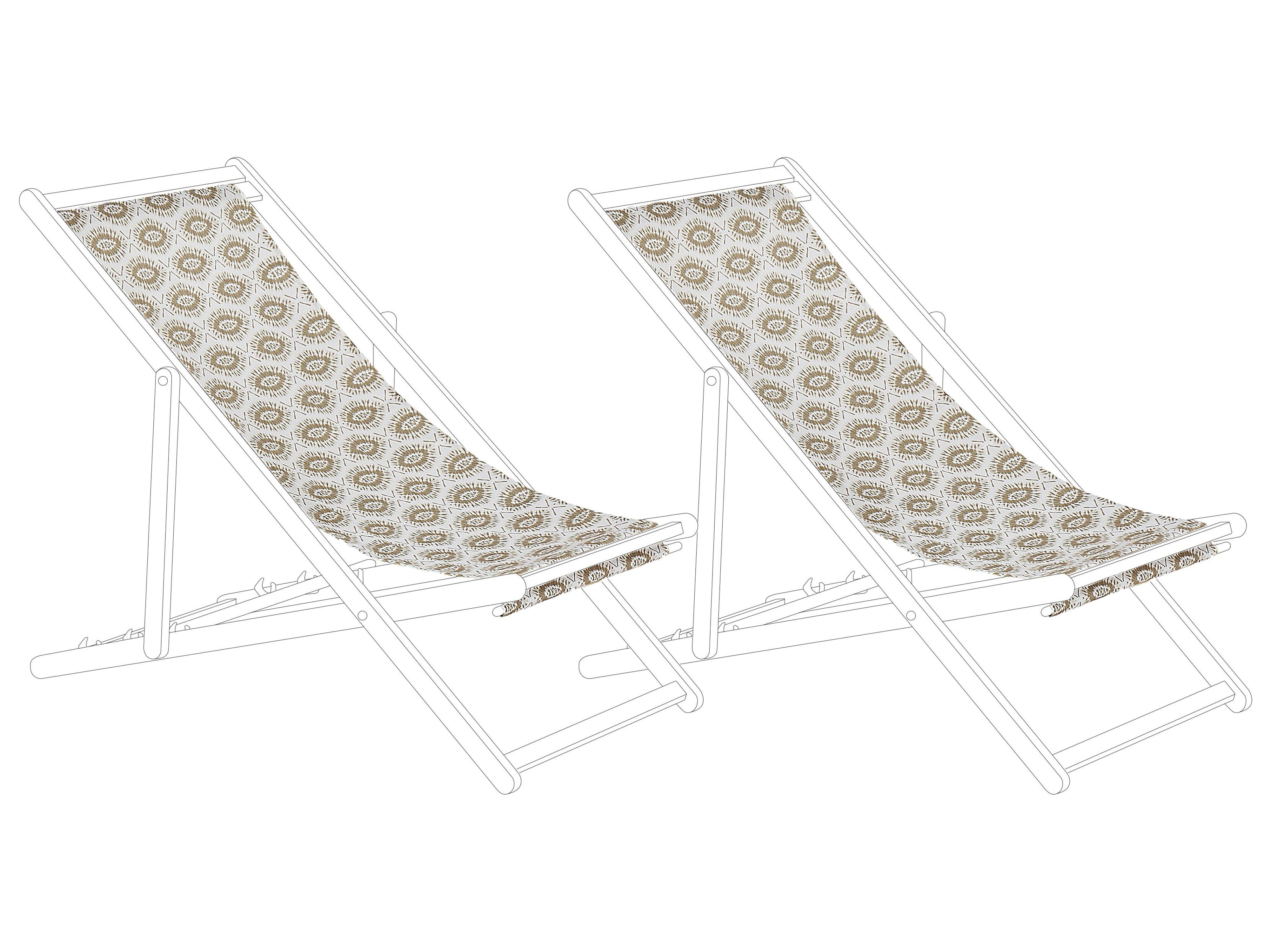 Set of 2 Sun Lounger Replacement Fabrics ANZIO/AVELLINO 113 x 44 cm Sand Beige