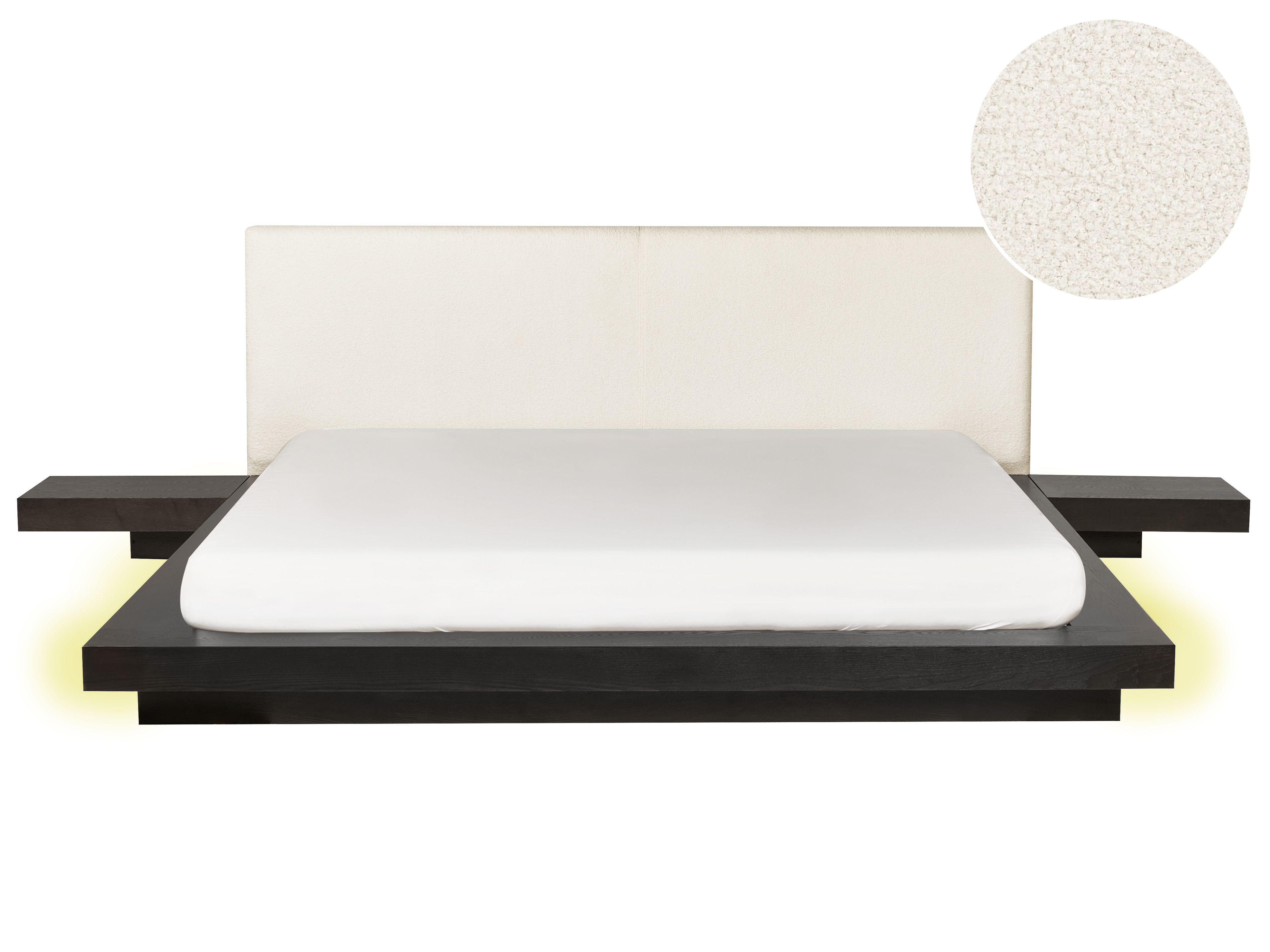 Bed with LED Boucle ZEN 180 x 200 cm (EU Super King) LED Dark Ash Wood