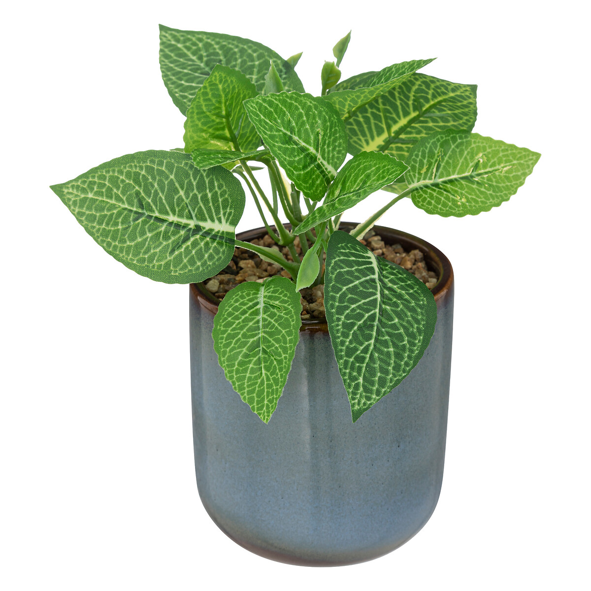 Artificial plant, ceramic pot Storm blue, H.16 cm