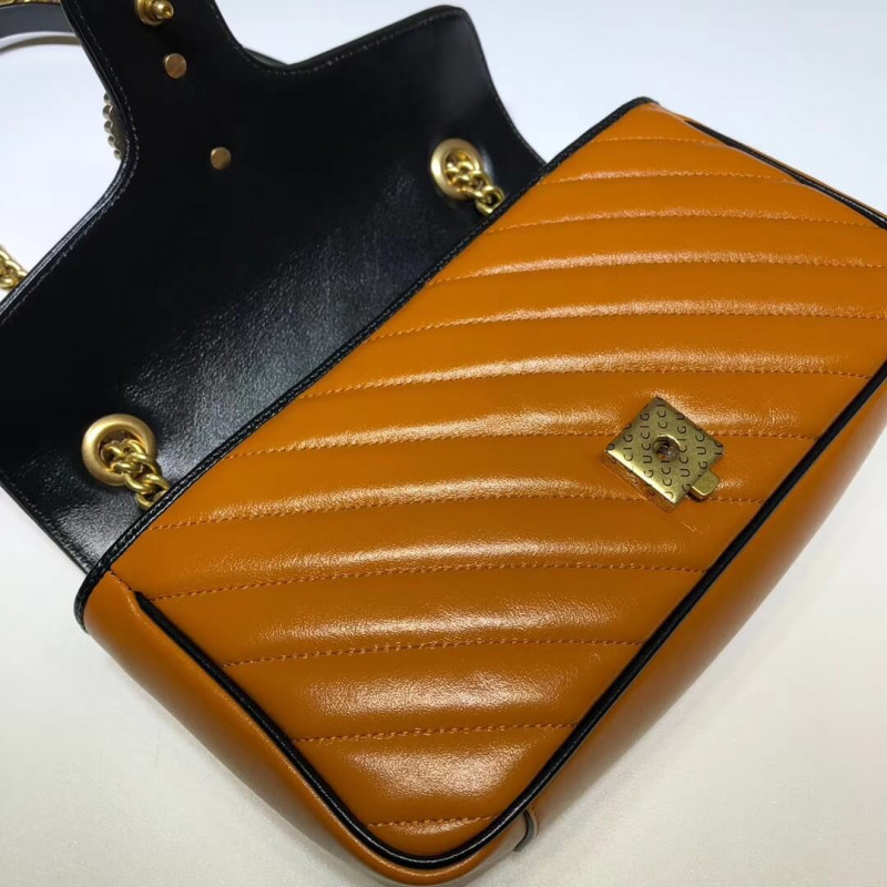 Replica Gucci Gg Marmont Small Shoulder Bag 443497 Cognac1:1High-quality replica