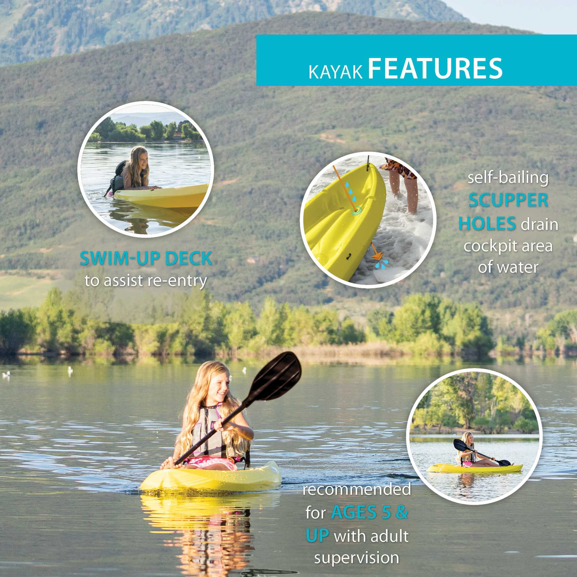 Lifetime Wave 6 ft Youth Kayak, Fire Red (91401) - Image 75