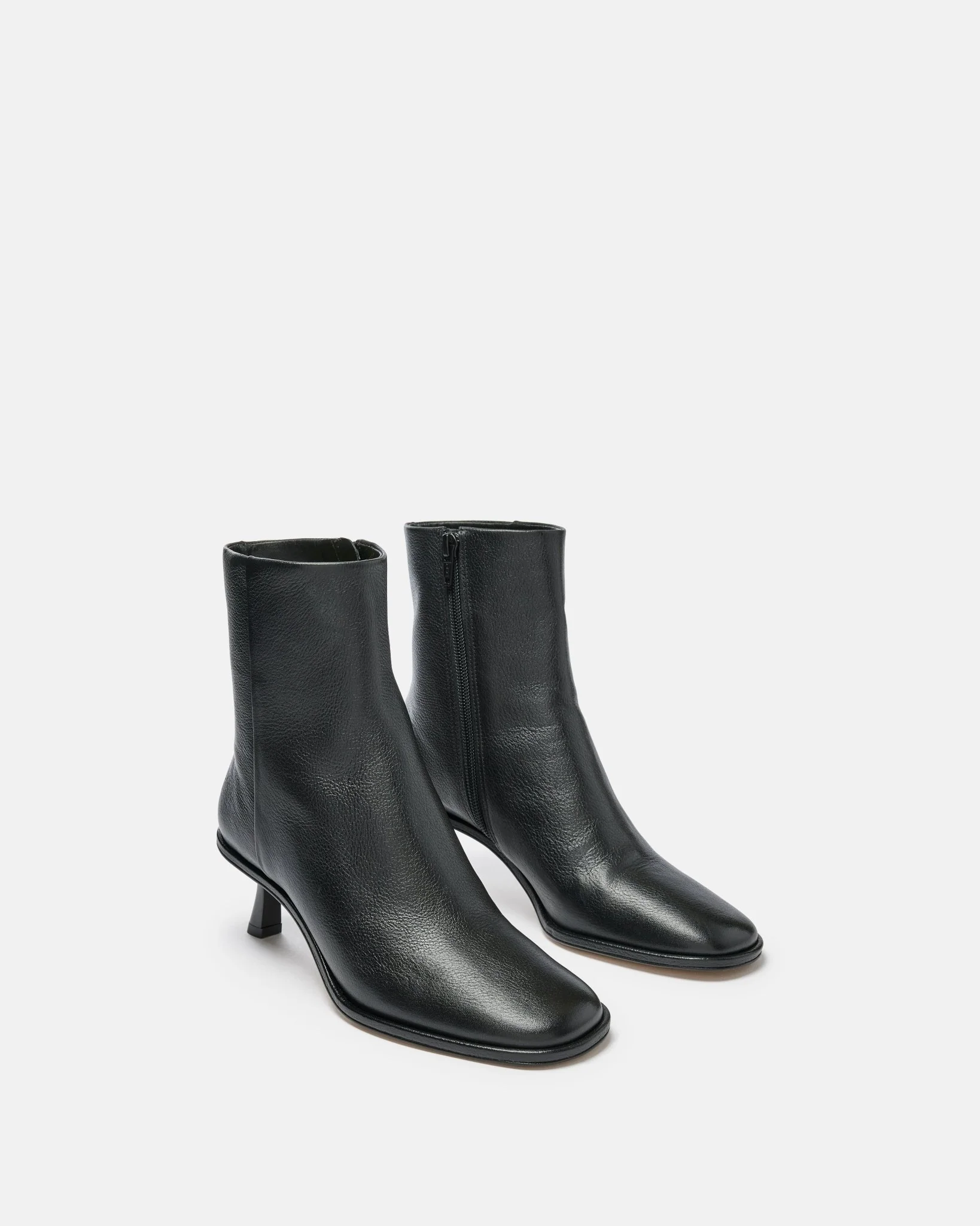 BOTTINES AZALEE/GR - En cuir grainé à talons noir