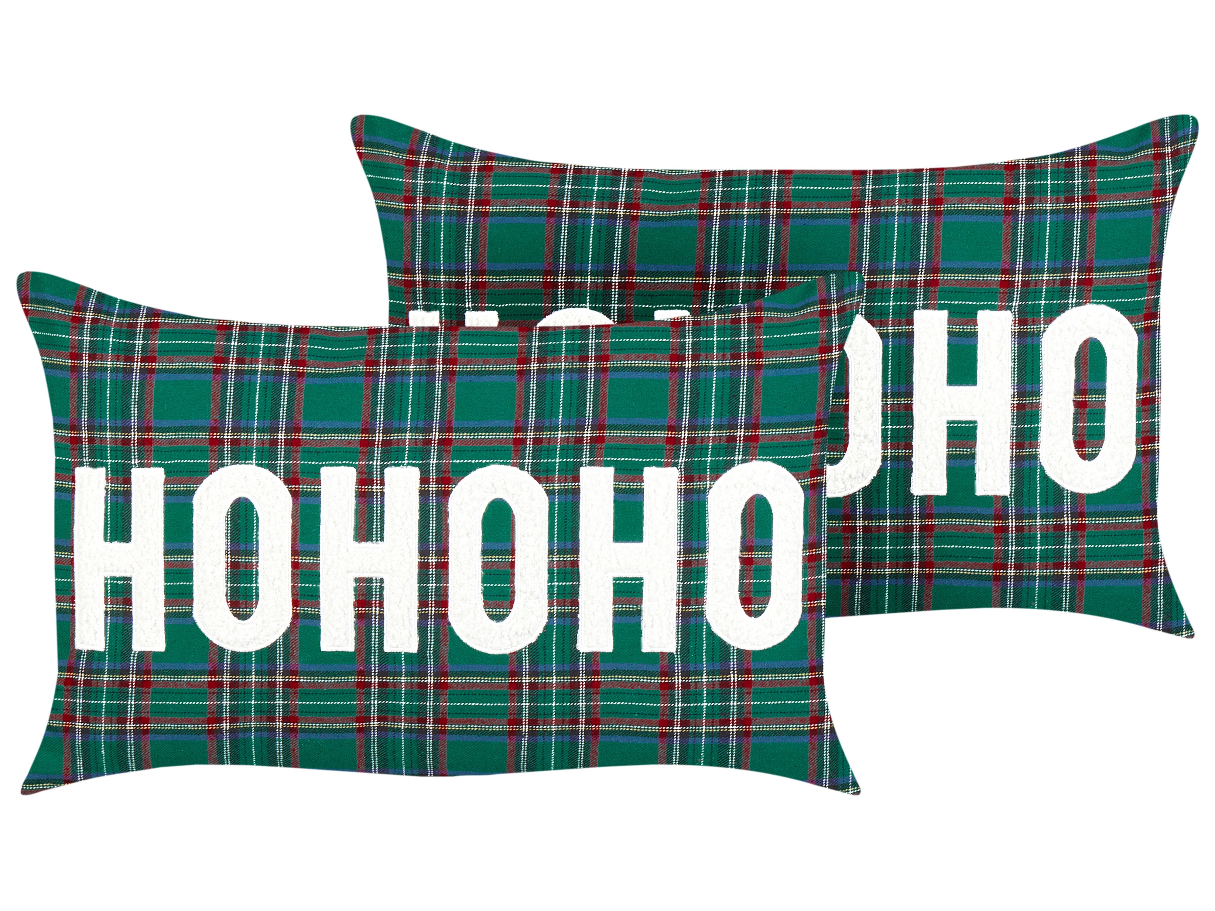 Set of 2 Decorative Cushions JOYCANDY 30 x 50 cm Green Christmas Motif