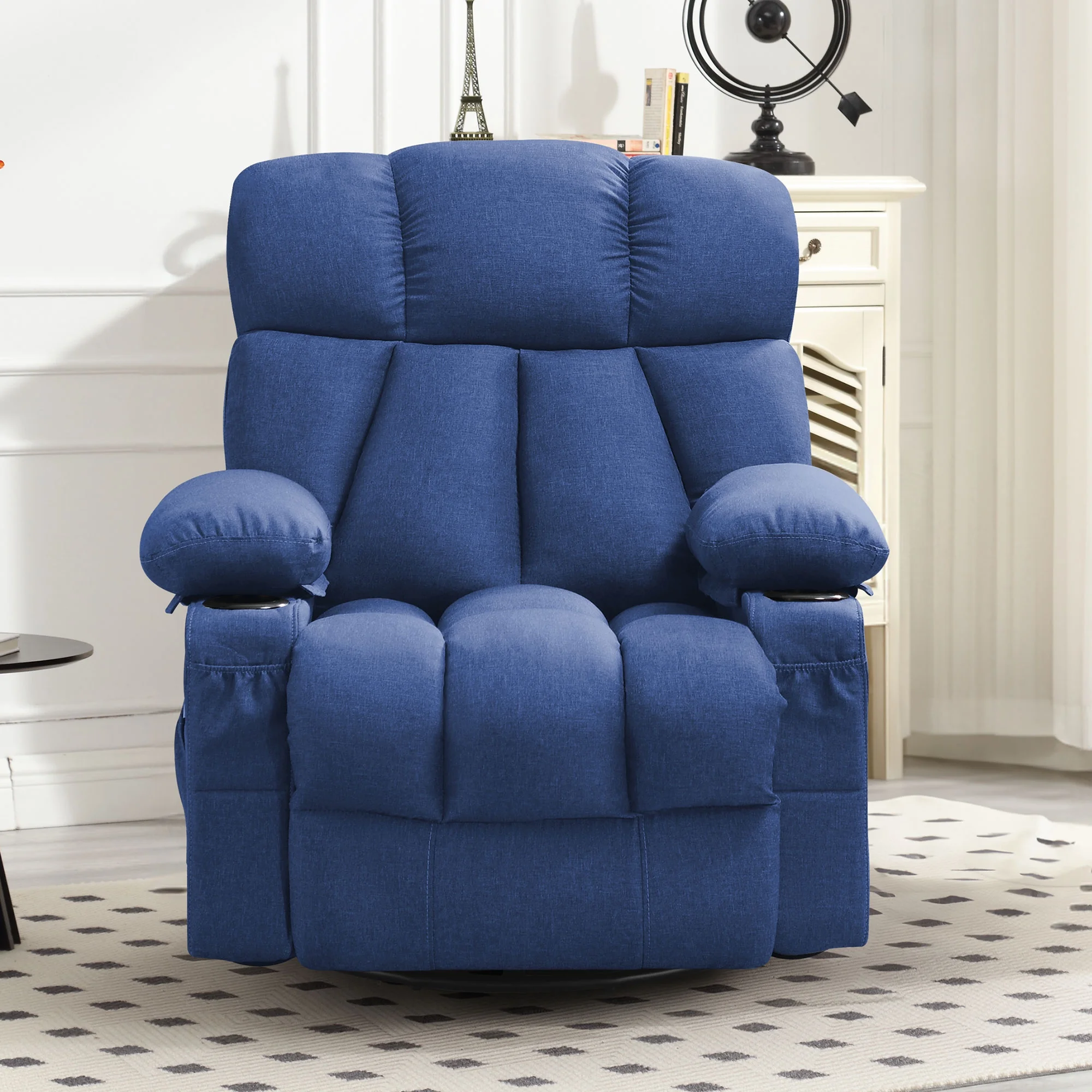 JONPONY Manual Recliner Chair with Heat Therapy and Massage Function, Heavy Duty Reclining Mechanism Massage Chair, Elderly Single Rocker Sofa with Cup Holders for Bedroom Home Theater,Grey - Image 101