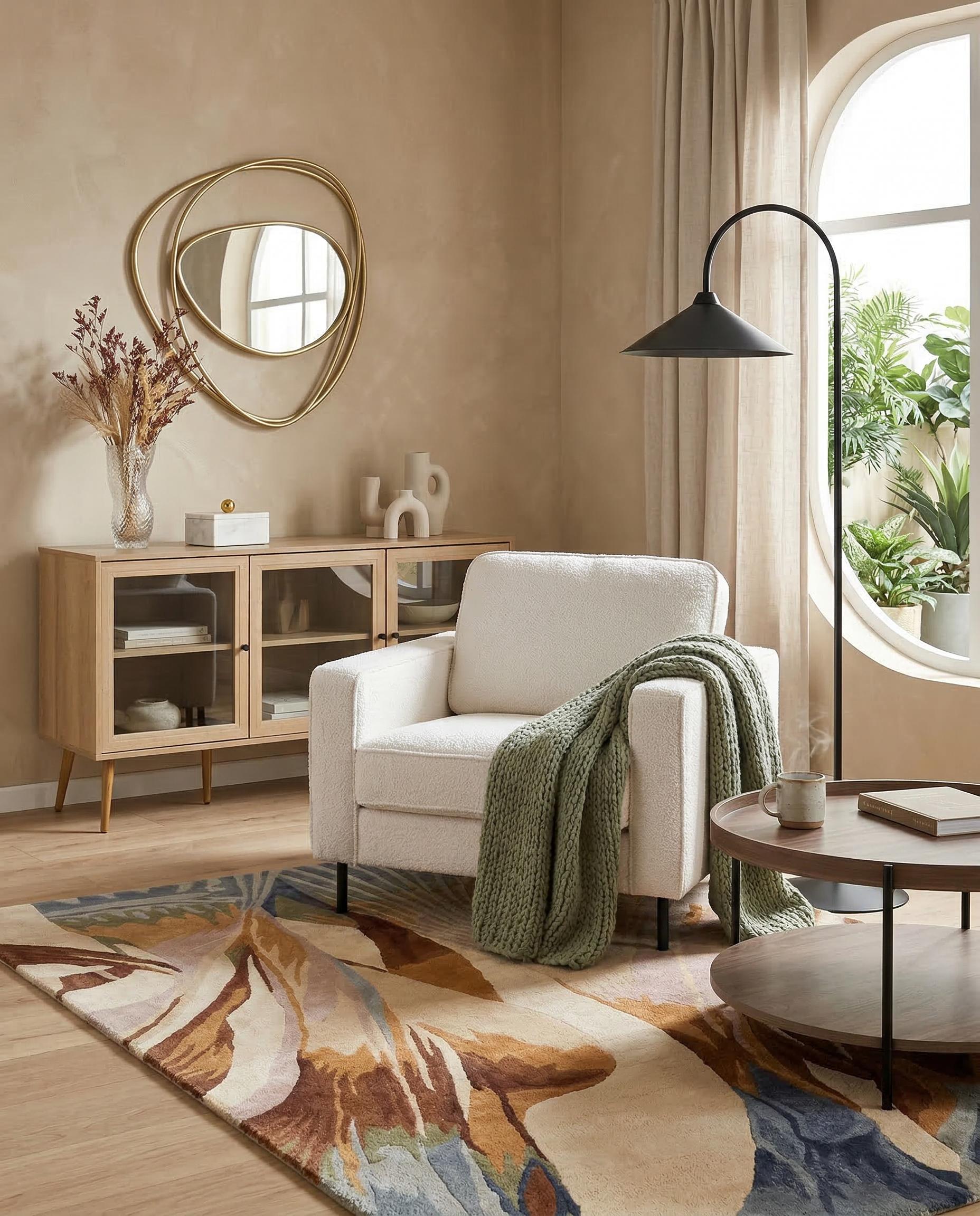 Armchair SAVALEN Boucle White