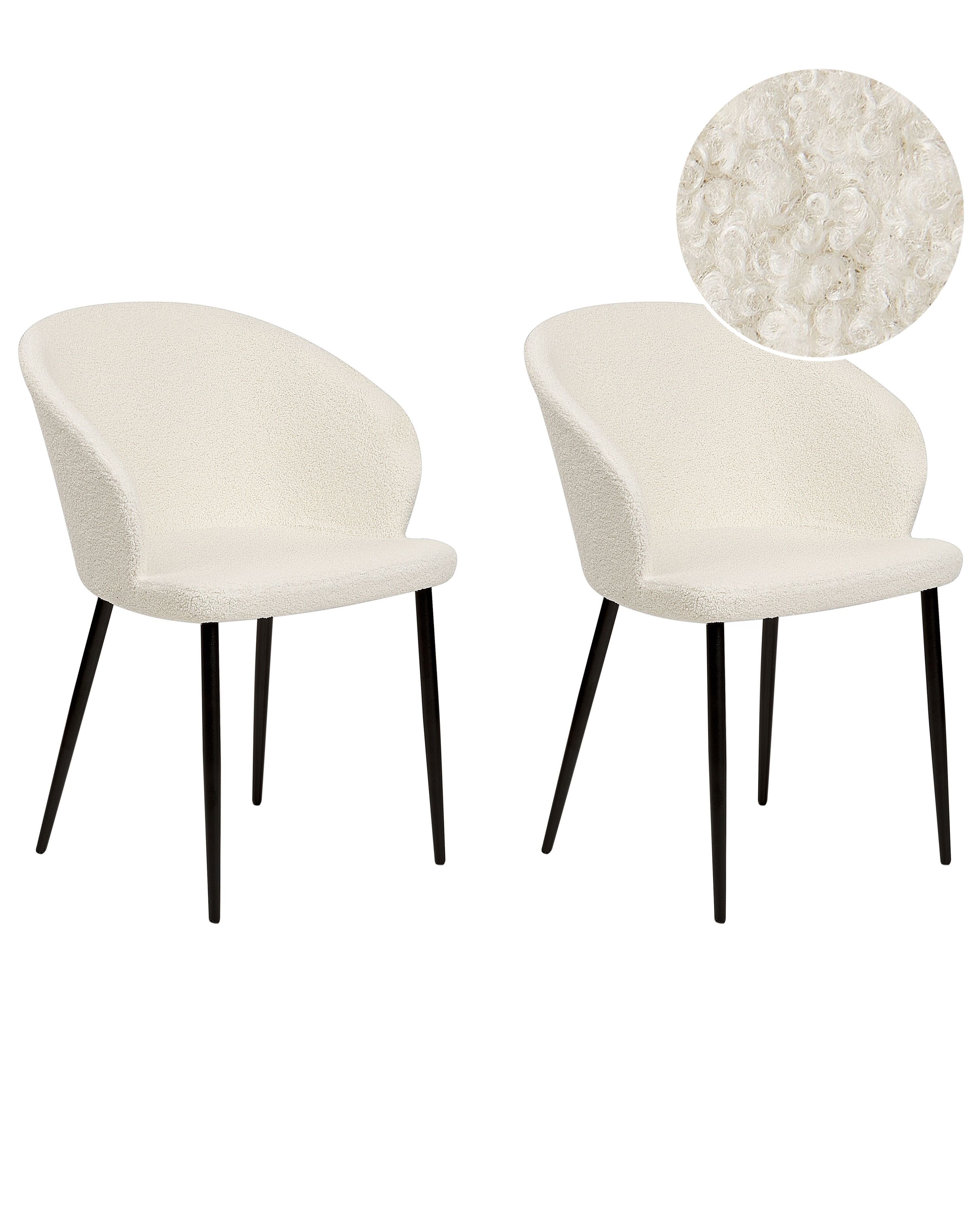 Set of 2 Dining Chairs MASON Boucle Off-White