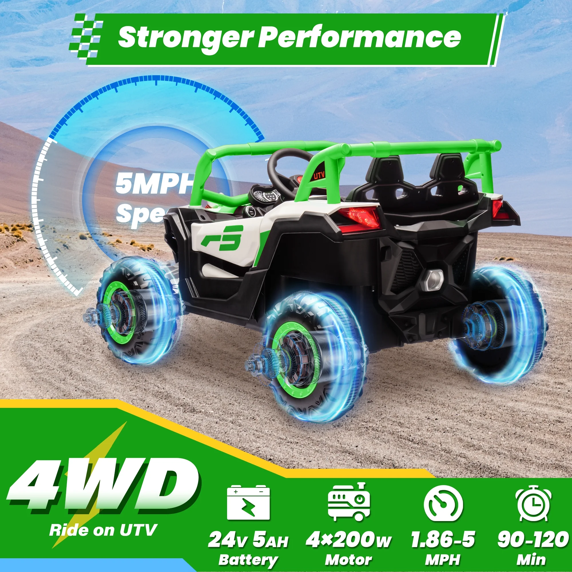 Joyracer 4WD 24 Volt Ride on Toys, 2 Seater Power Car wheels UTV with 800W Motors, Remote Control, Bluetooth Music, Spring Suspension, LED Light, Pink - Image 29
