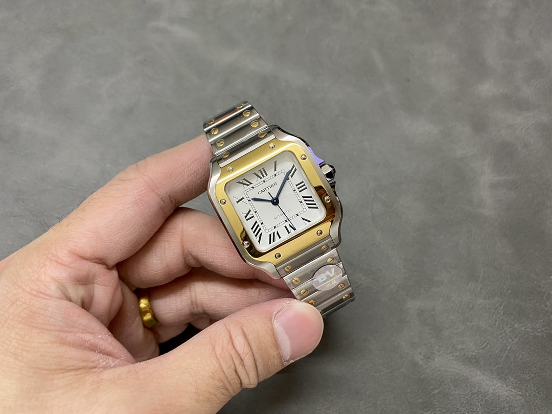 Fake Cartier Watch Santos medium model Manufacture mechanical movement Steel/Yellow Gold Silver Dial W2SA0016(1:1 replica) - Top club