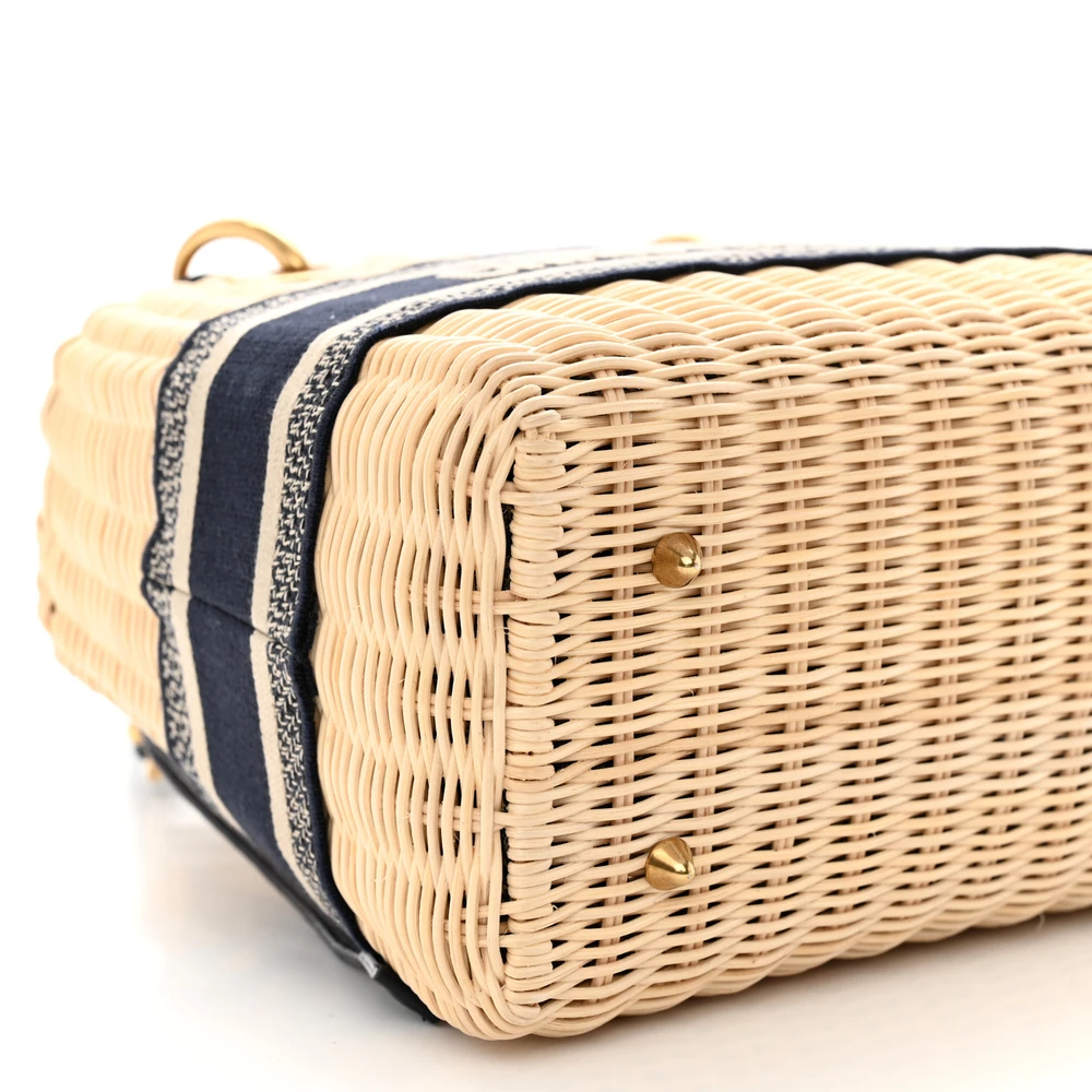 Mirror Quality Replica Lady Dior Wicker Blue Handbag1:1High-quality replica