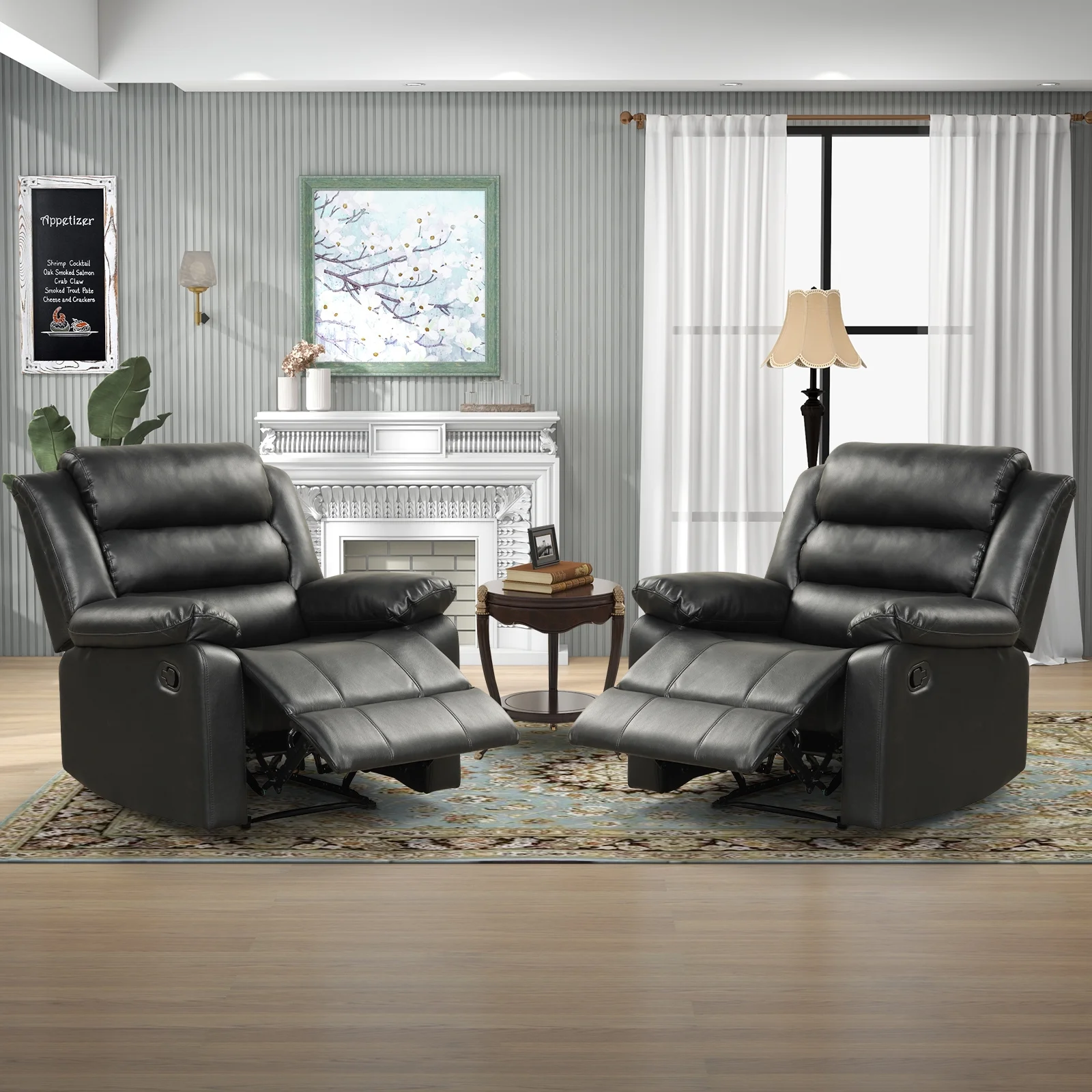 Bonzy Home Recliner Chairs for Living Room Overstuffed Breathable Fabric Reclining Chair Manual Sofa Brown - Image 15