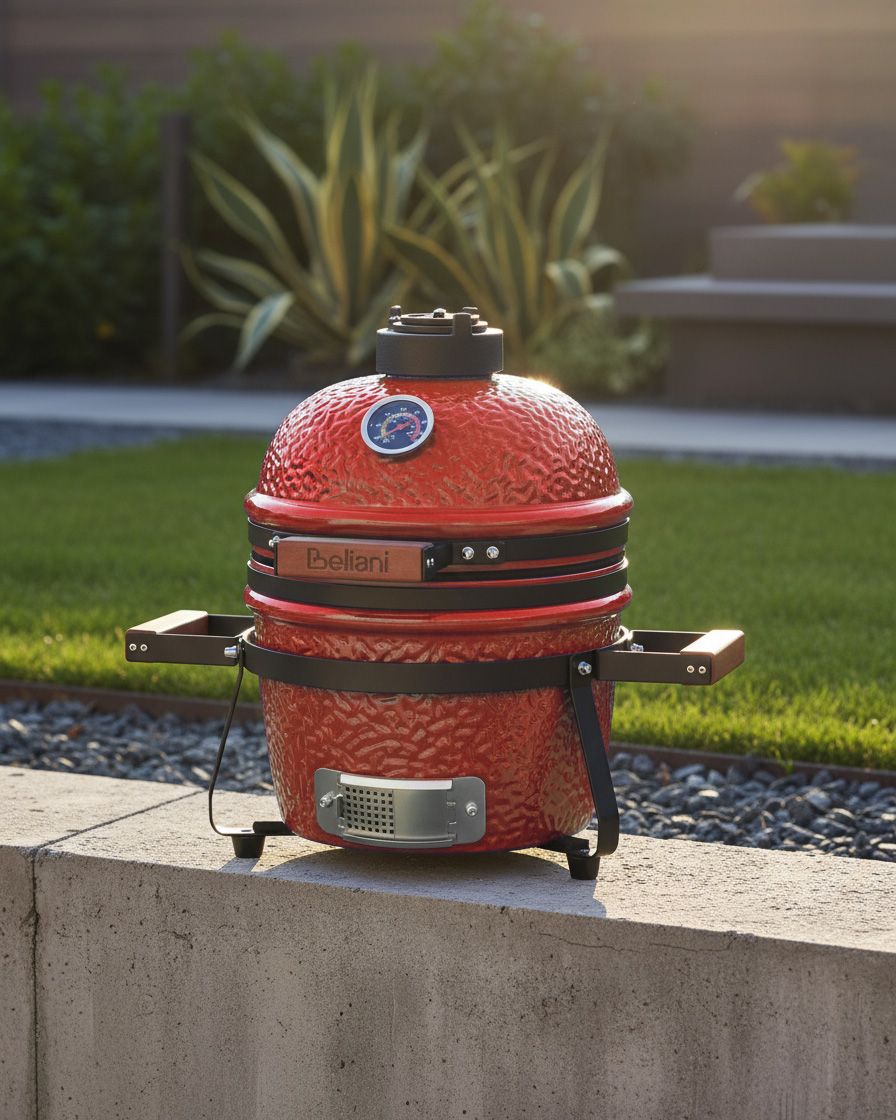 Mini Charcoal BBQ Grill KAMADO Ceramic Red