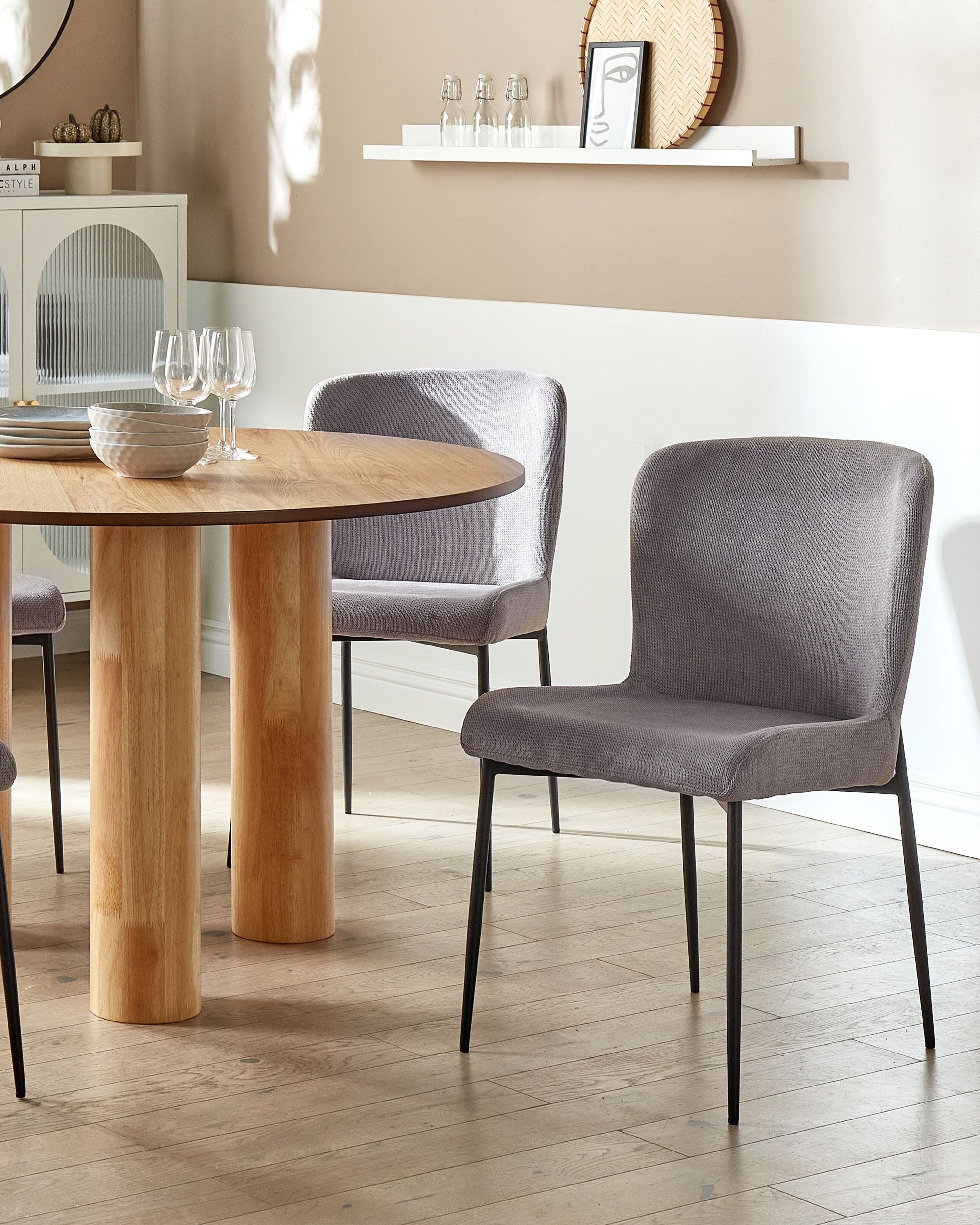 Set of 2 Dining Chairs ADA Fabric Dark Grey