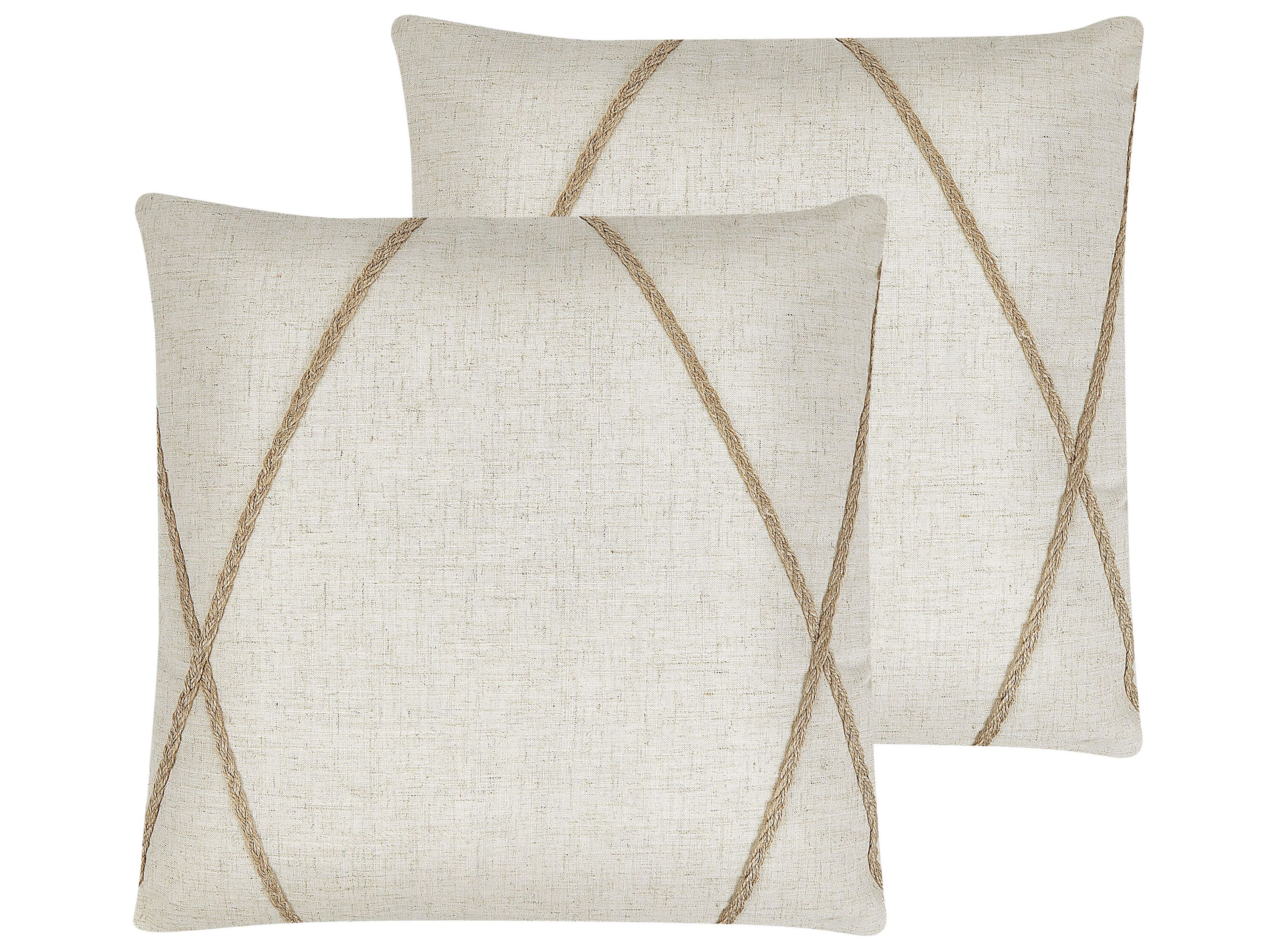 Set of 2 Decorative Cushions LICUALA 45 x 45 cm Beige Geometric Pattern