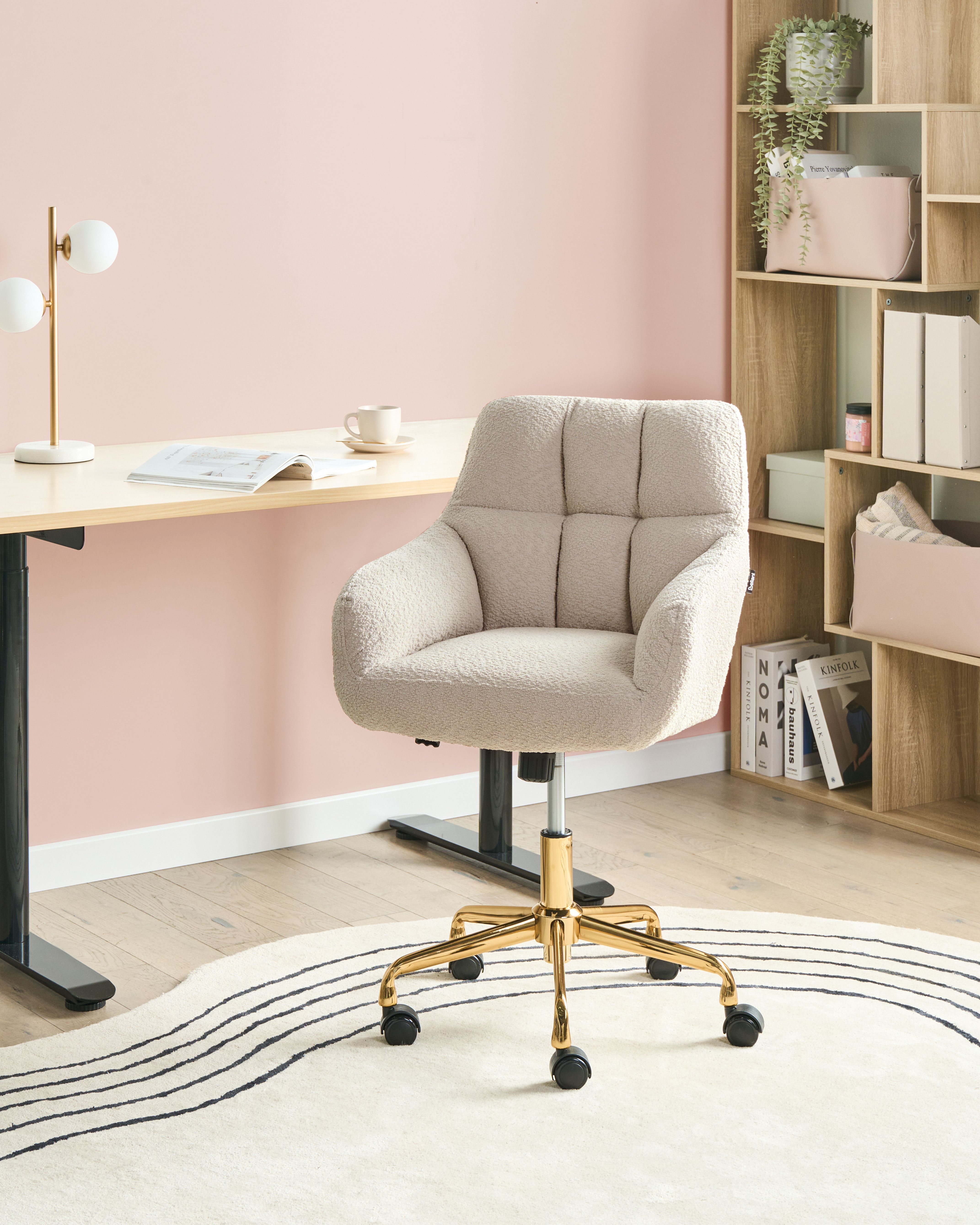 Desk Chair PALMDALE Boucle Light Beige