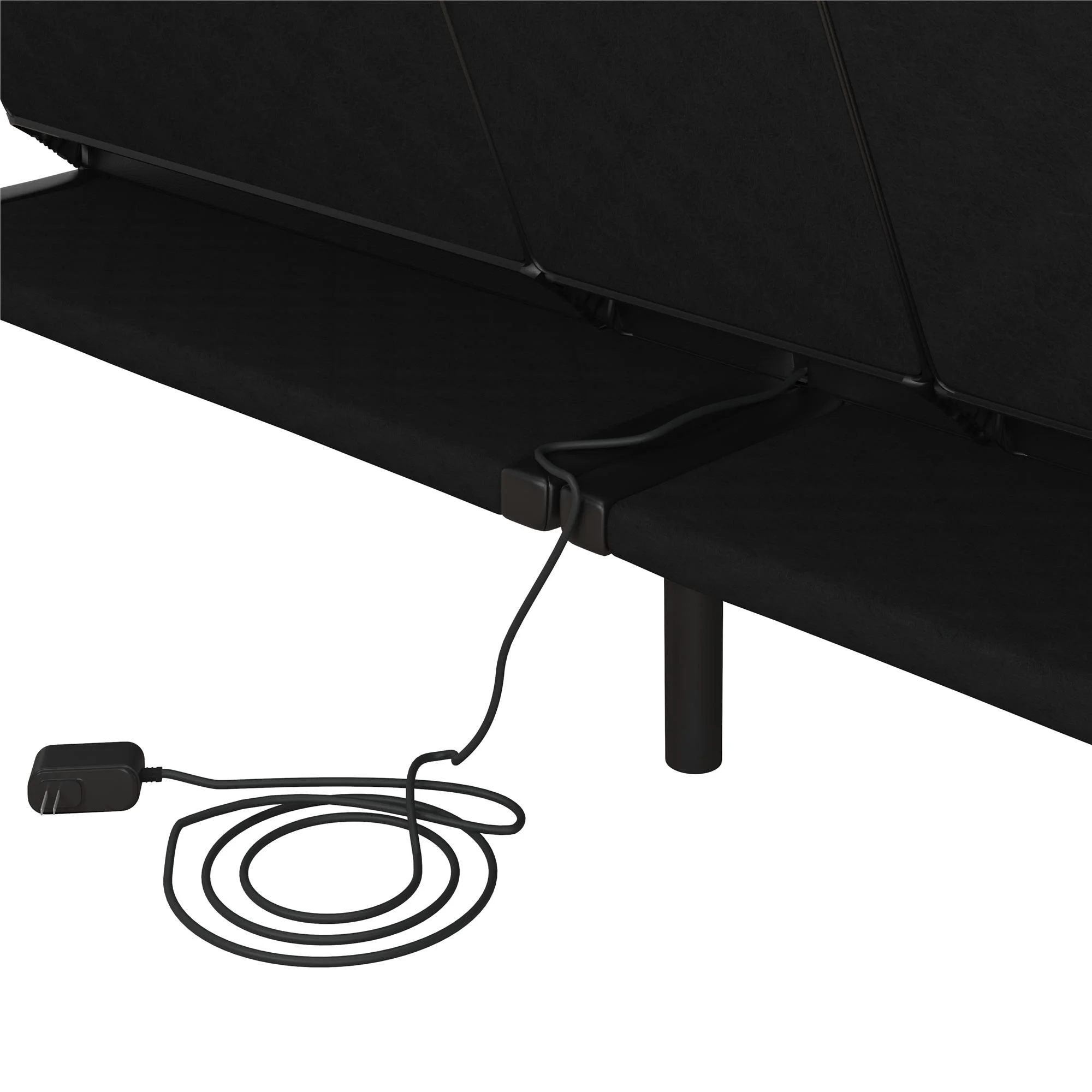 Mainstays Memory Foam 71.5" Futon with Cupholder and USB, Black Faux Leather - Image 25