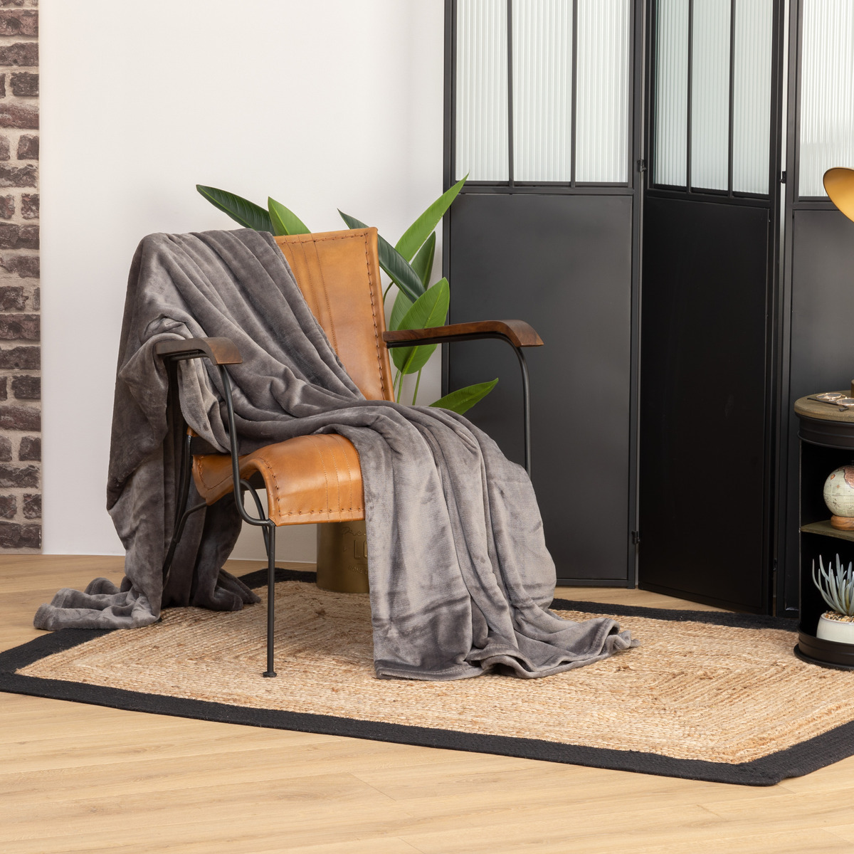 Flannel plaid Slate grey, 180x230 cm