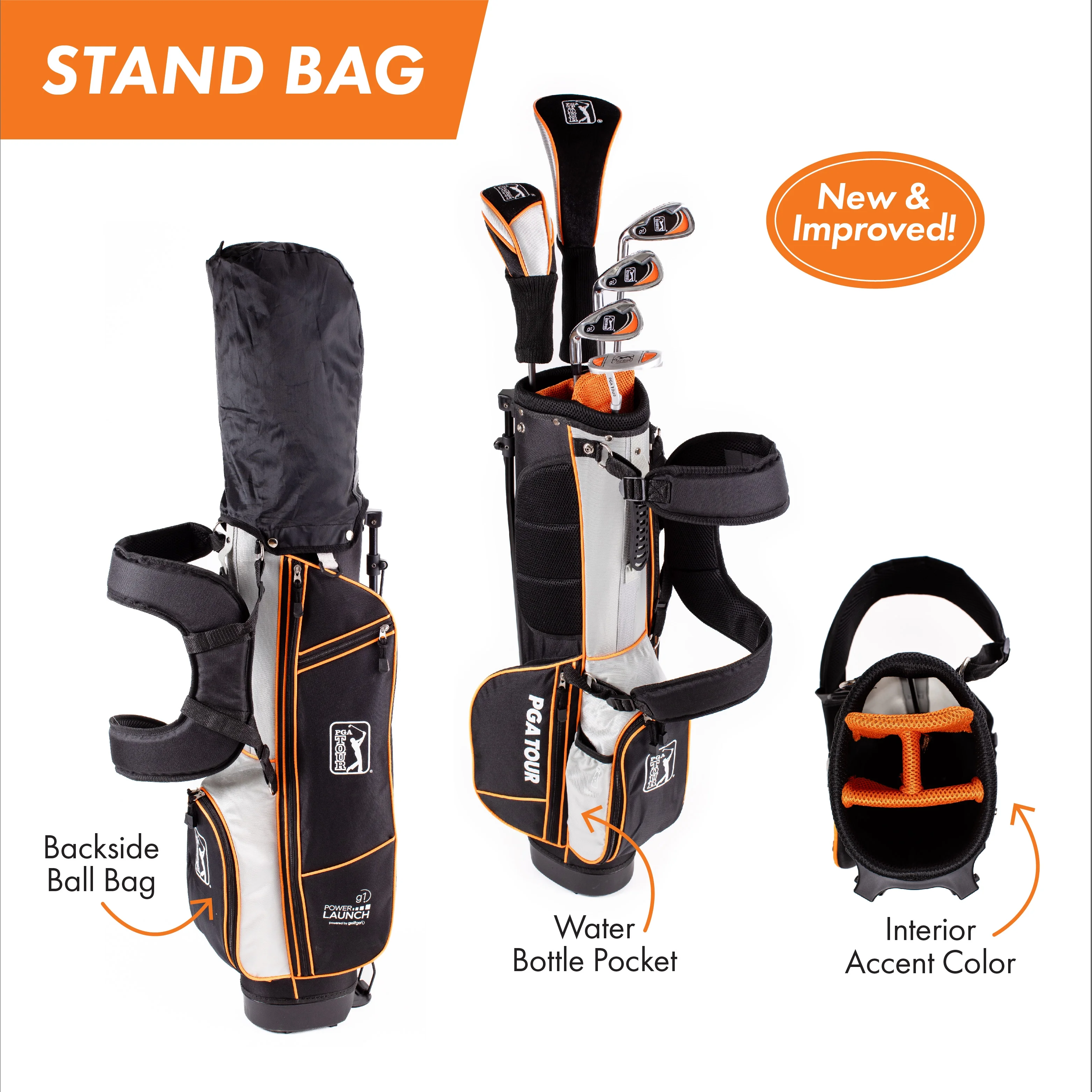 PGA Tour Right-Handed 10 Piece Kids Golf Club Stand Bag Set; Player Height 4'8 - 5'2", Ages 8-12 - Image 21