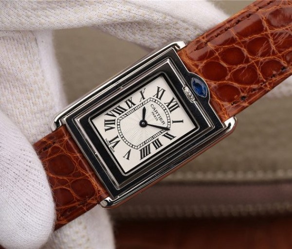 Replica Cartier Tank Reversible White Dial Leather Strap - Elite Watch Atelier