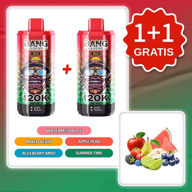 BANG LEGEND 120 000 puffów 5w1 – Watermelon Ice, Mixed Berry, Apple Pear, Blueberry Mint | 1+1 gratis