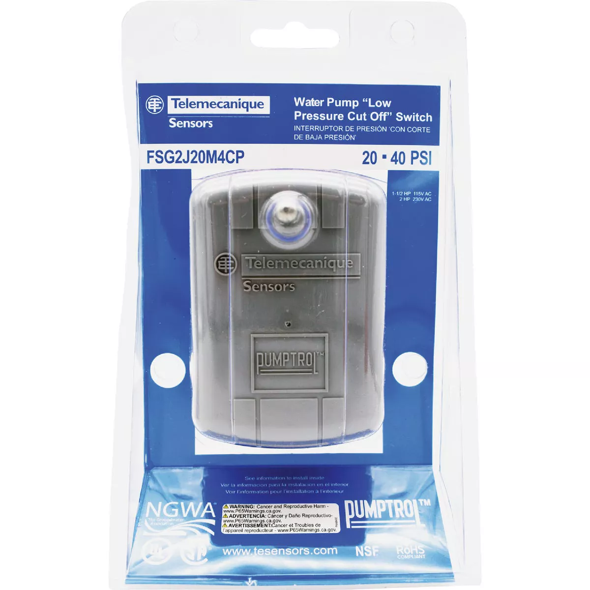 Telemechanique Sensors Pumptrol 20 - 40 psi Actuated Pressure Switch